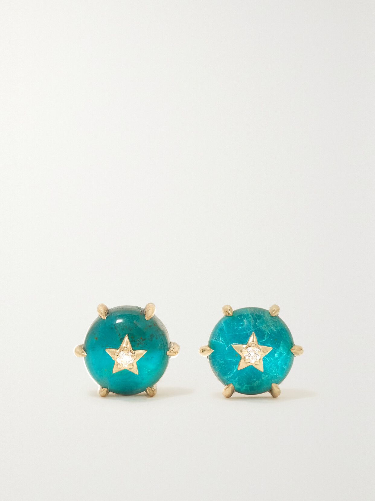 Andrea Fohrman - Mini Cosmo 14-karat Gold, Chrysocolla And Diamond Earrings - One size