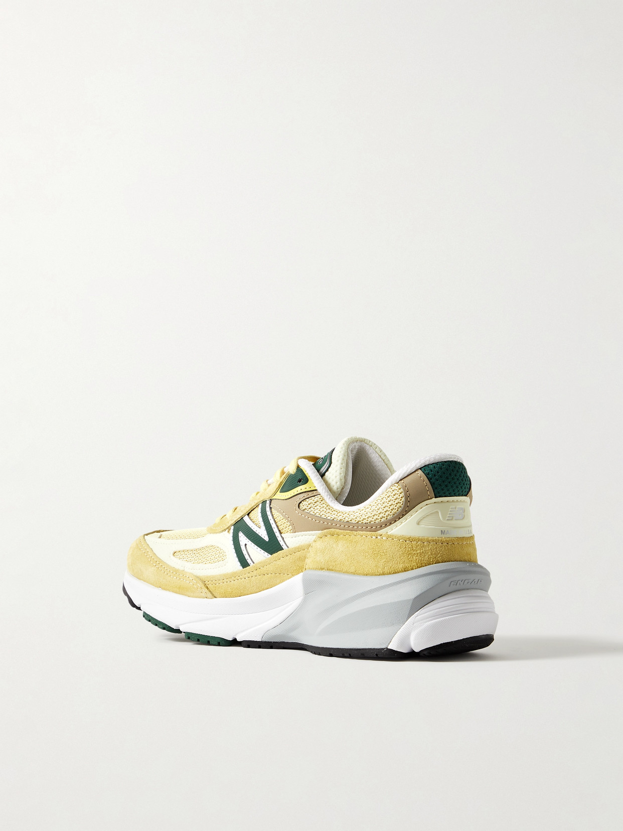 New Balance 990v6 Leather-trimmed Mesh And Suede Sneakers In Yellow