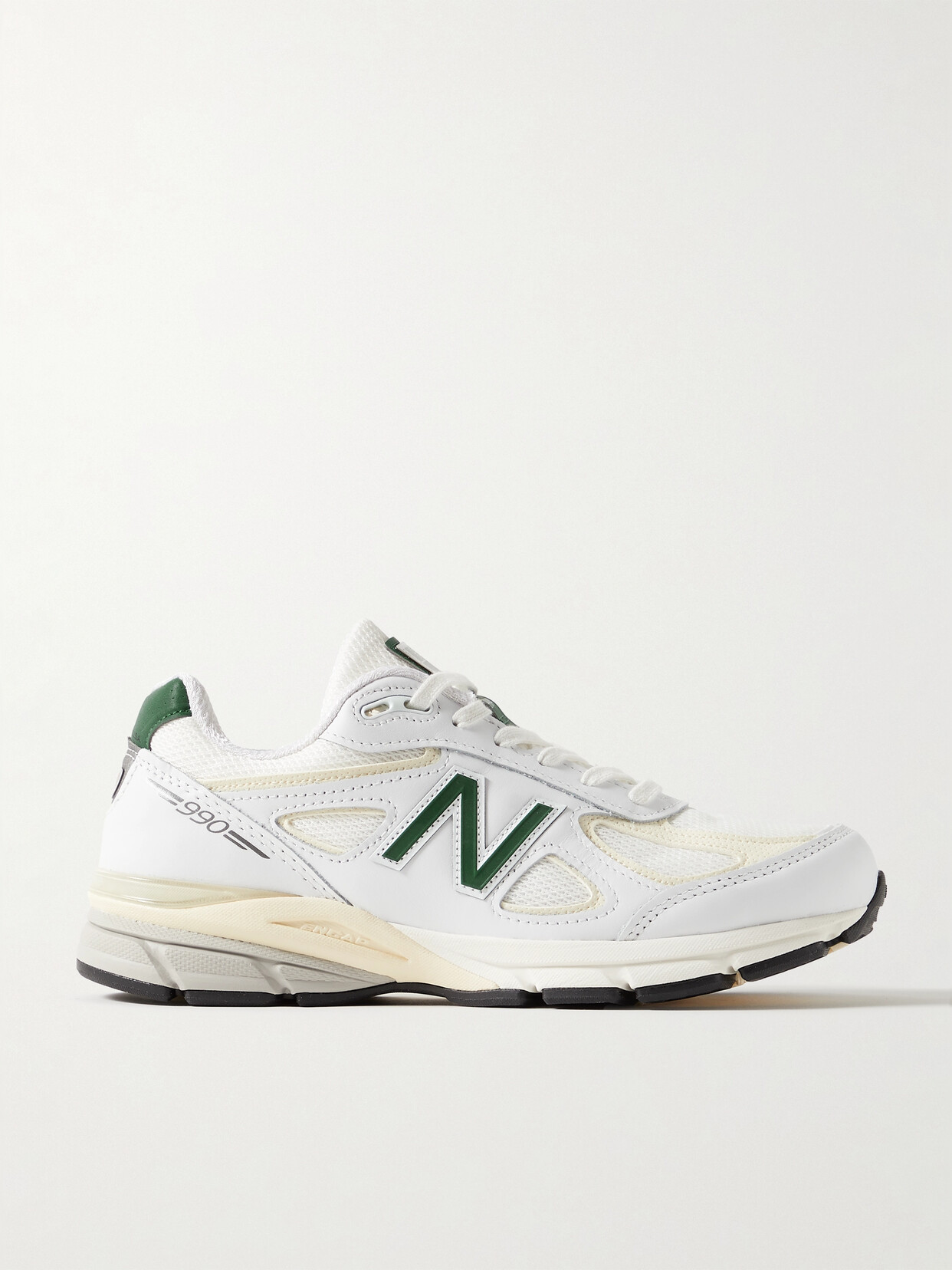 New Balance White & Green Made In Usa 990v4 Sneakers