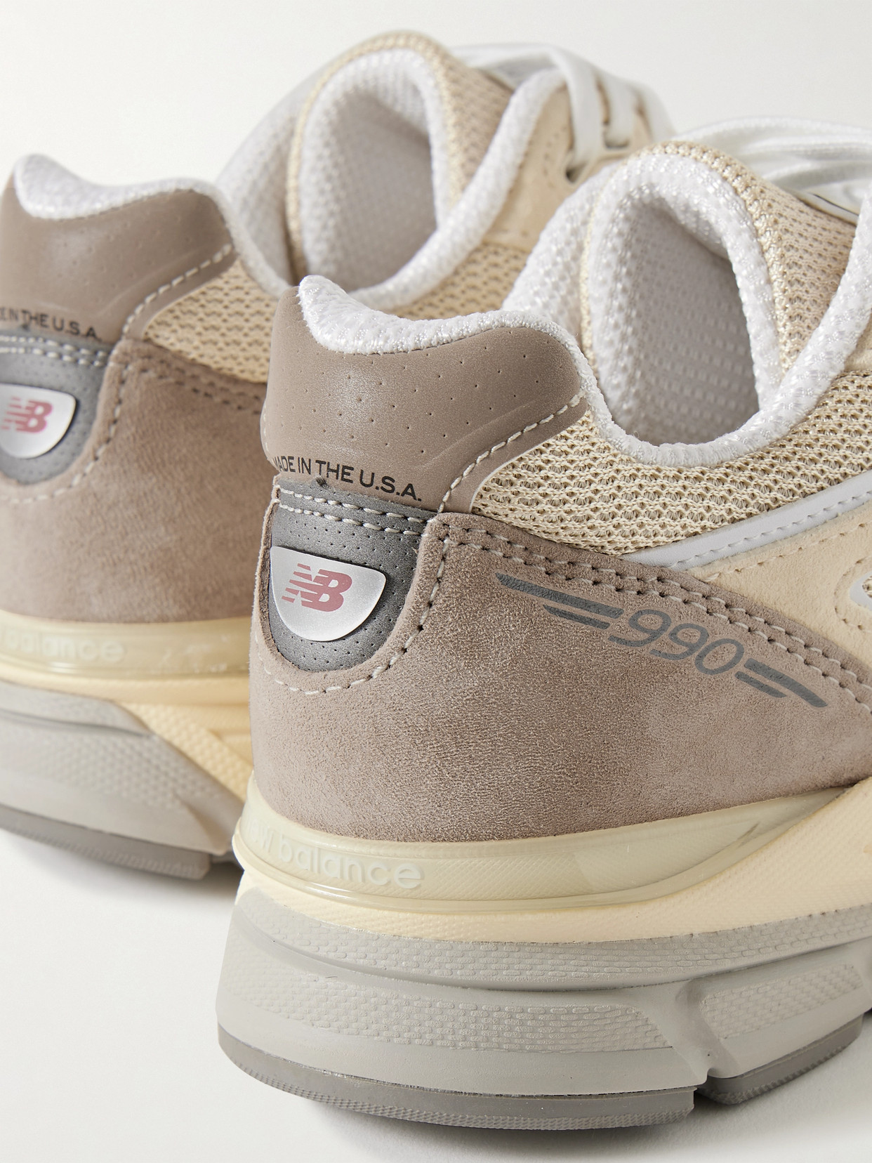 New Balance Beige Made In Usa 990v4 Sneakers In White
