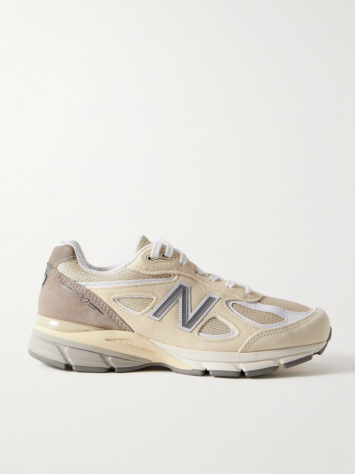 New Balance - Made In Usa 990v4 Leather-trimmed Suede And Mesh Sneakers - White