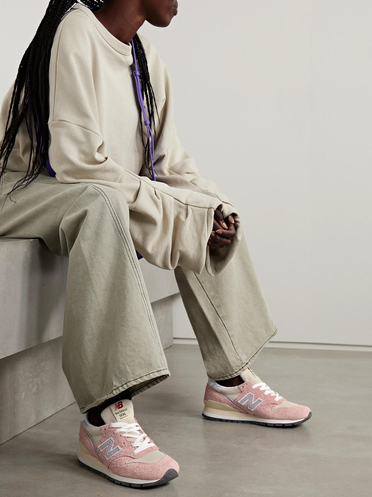 New Balance 996 Leather-trimmed Suede And Mesh Sneakers In Pink