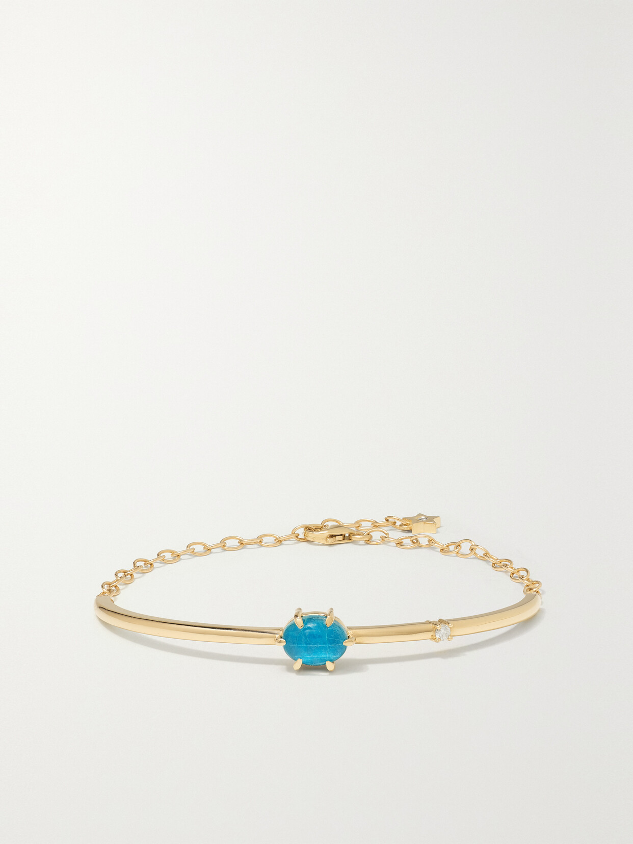 Andrea Fohrman - 14-karat Gold, Chrysocolla And Diamond Bangle - Blue