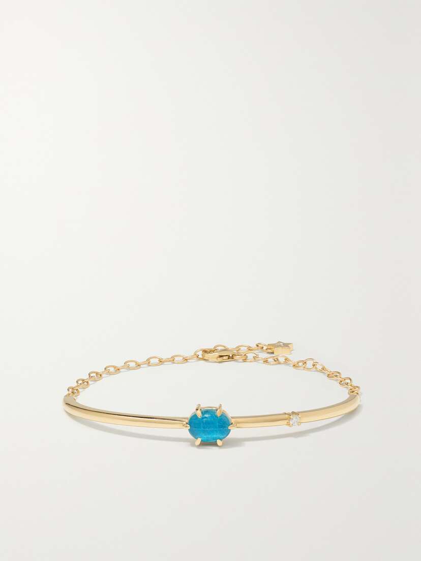 Andrea Fohrman 14-karat Gold, Chrysocolla And Diamond Bangle
