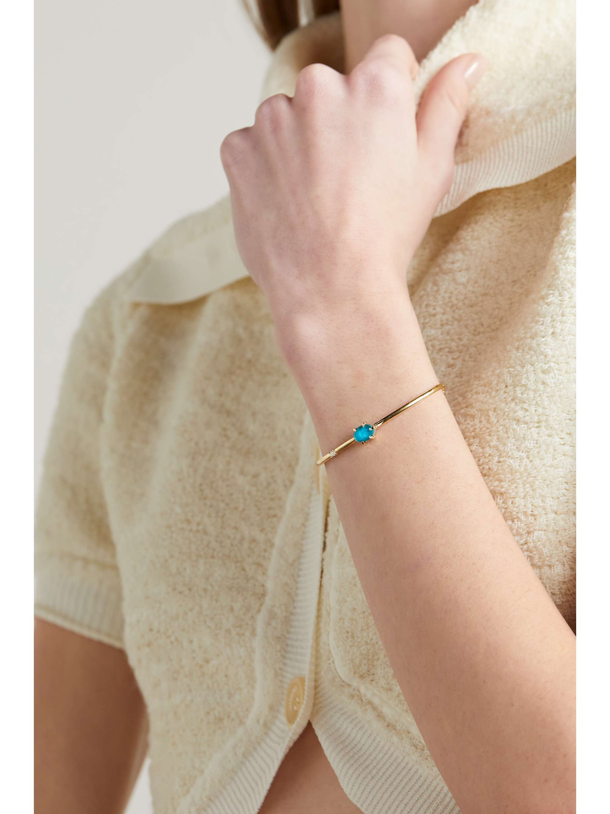 ANDREA FOHRMAN 14-karat gold, chrysocolla and diamond bangle