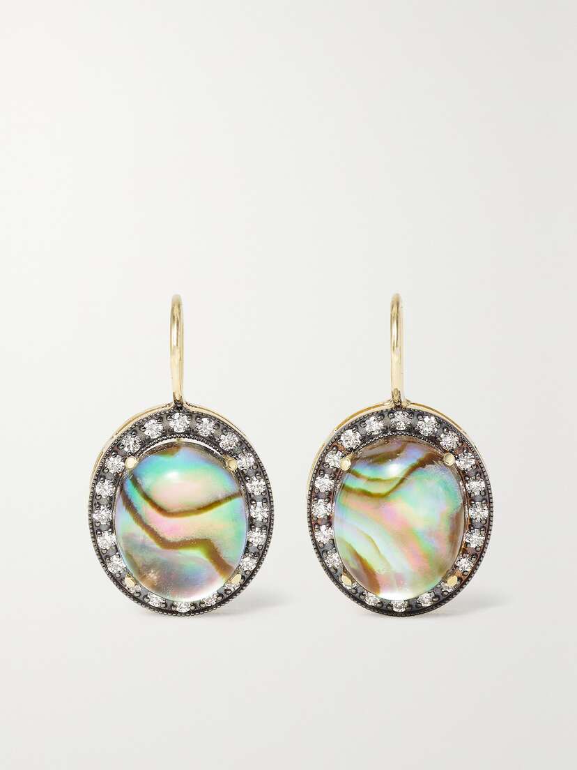 Andrea Fohrman Kat 14-karat Gold, Abalone And Diamond Earrings