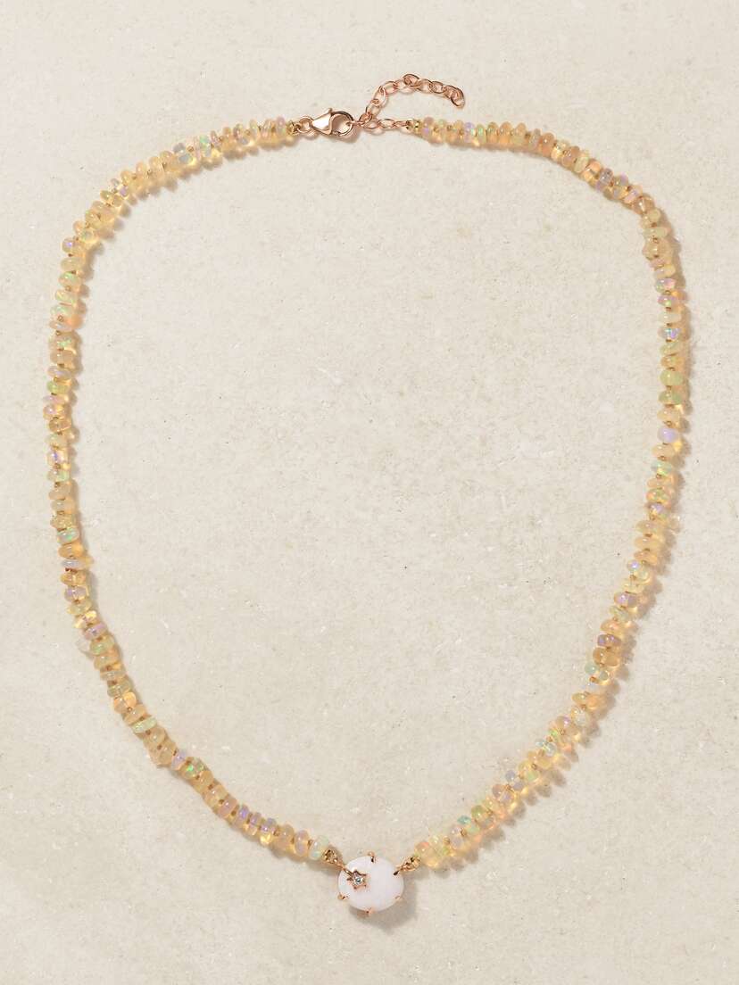 Andrea Fohrman Mini Galaxy 14-karat Rose Gold Opal And Diamond Necklace