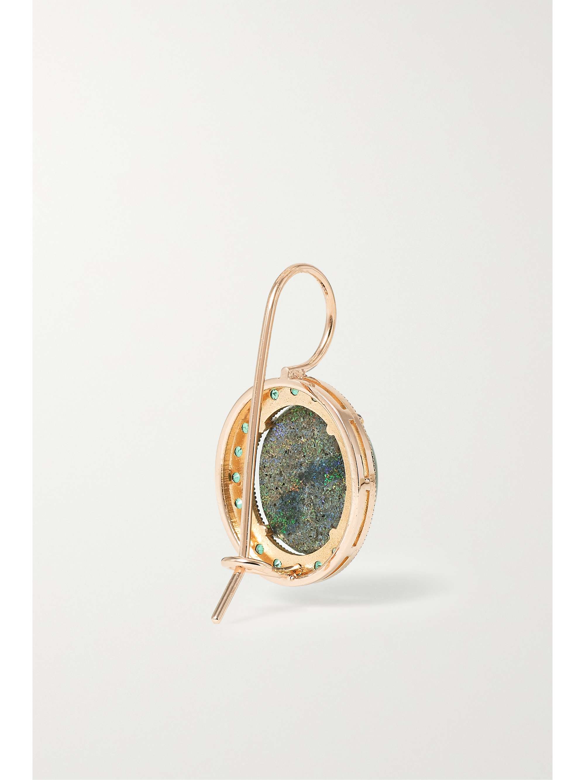 ANDREA FOHRMAN Kat 14-karat rose gold, rhodium, opal and emerald earrings