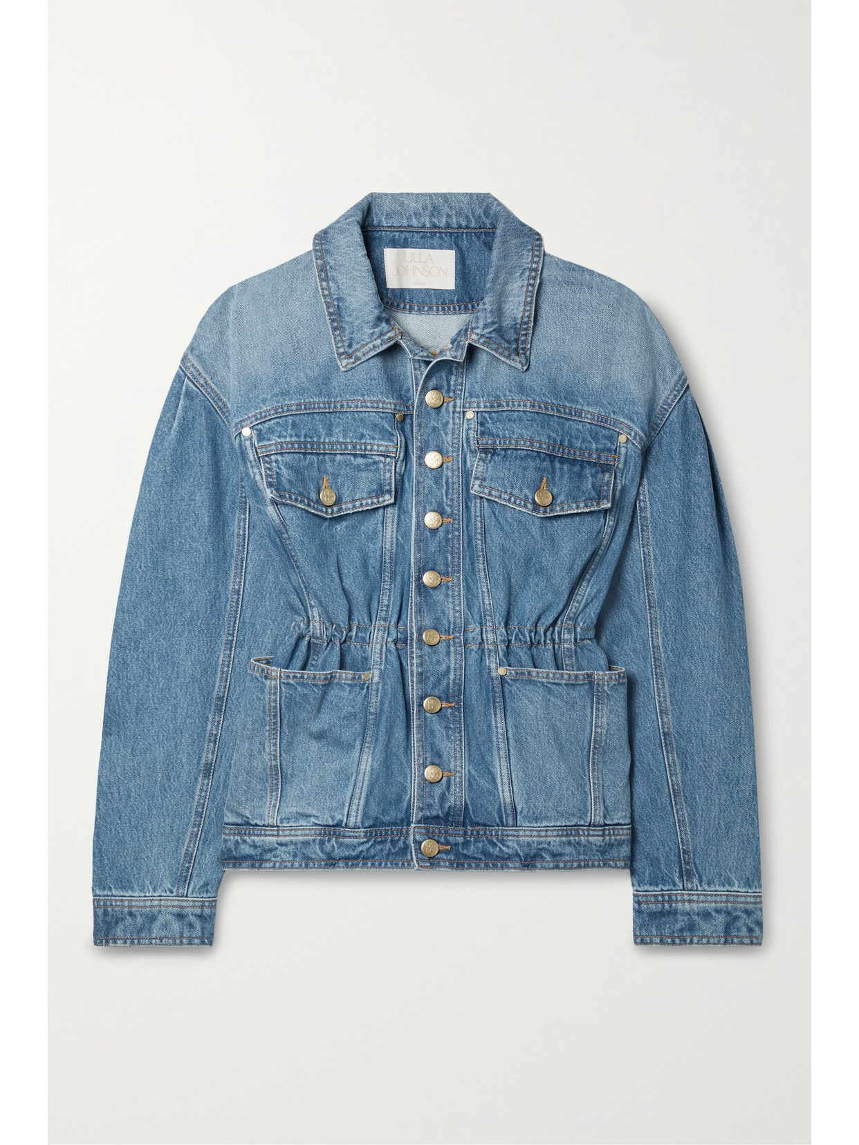 Ulla Johnson Women's The Odette Elasticized Denim Jacket In Danube Medium Indigo Wash