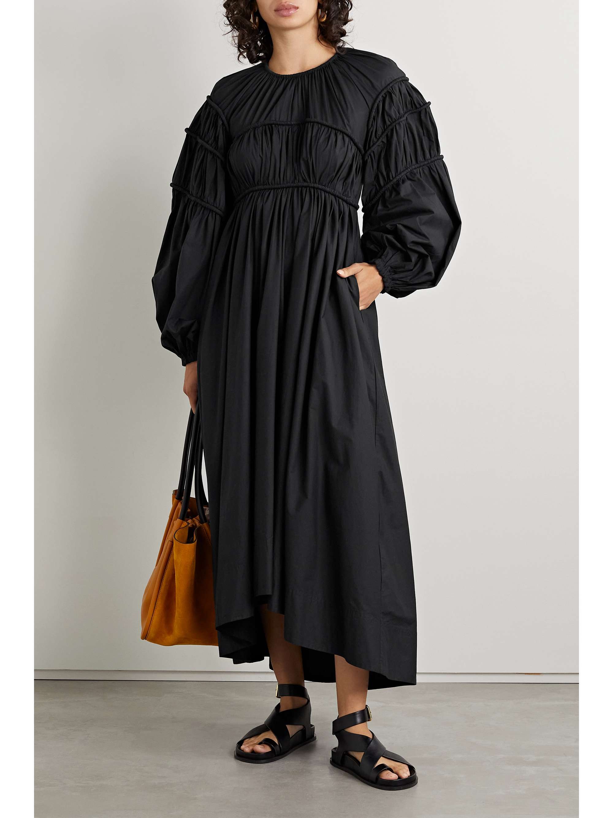 ULLA JOHNSON Viviana gathered cotton-poplin midi dress