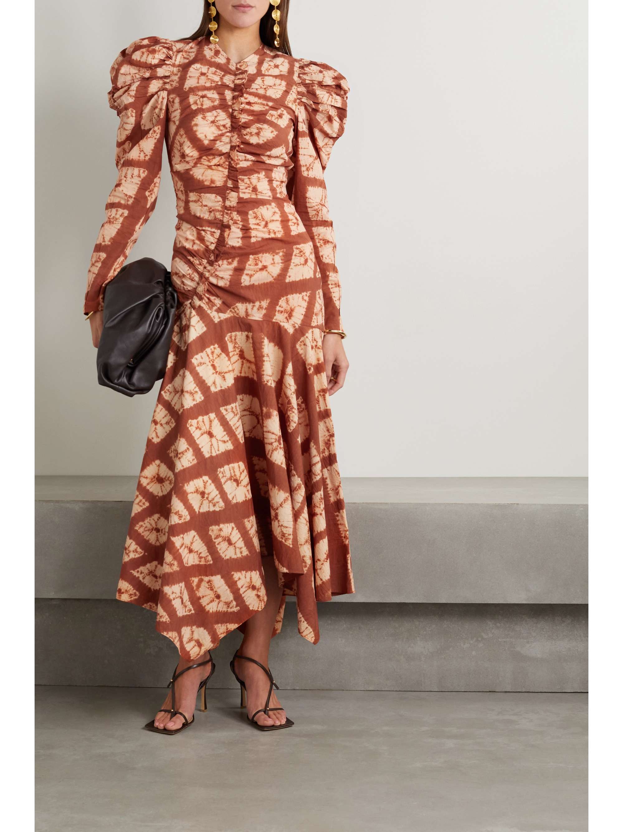 ULLA JOHNSON Priyanka ruched tie-dyed cotton-voile midi dress | NET-A-PORTER