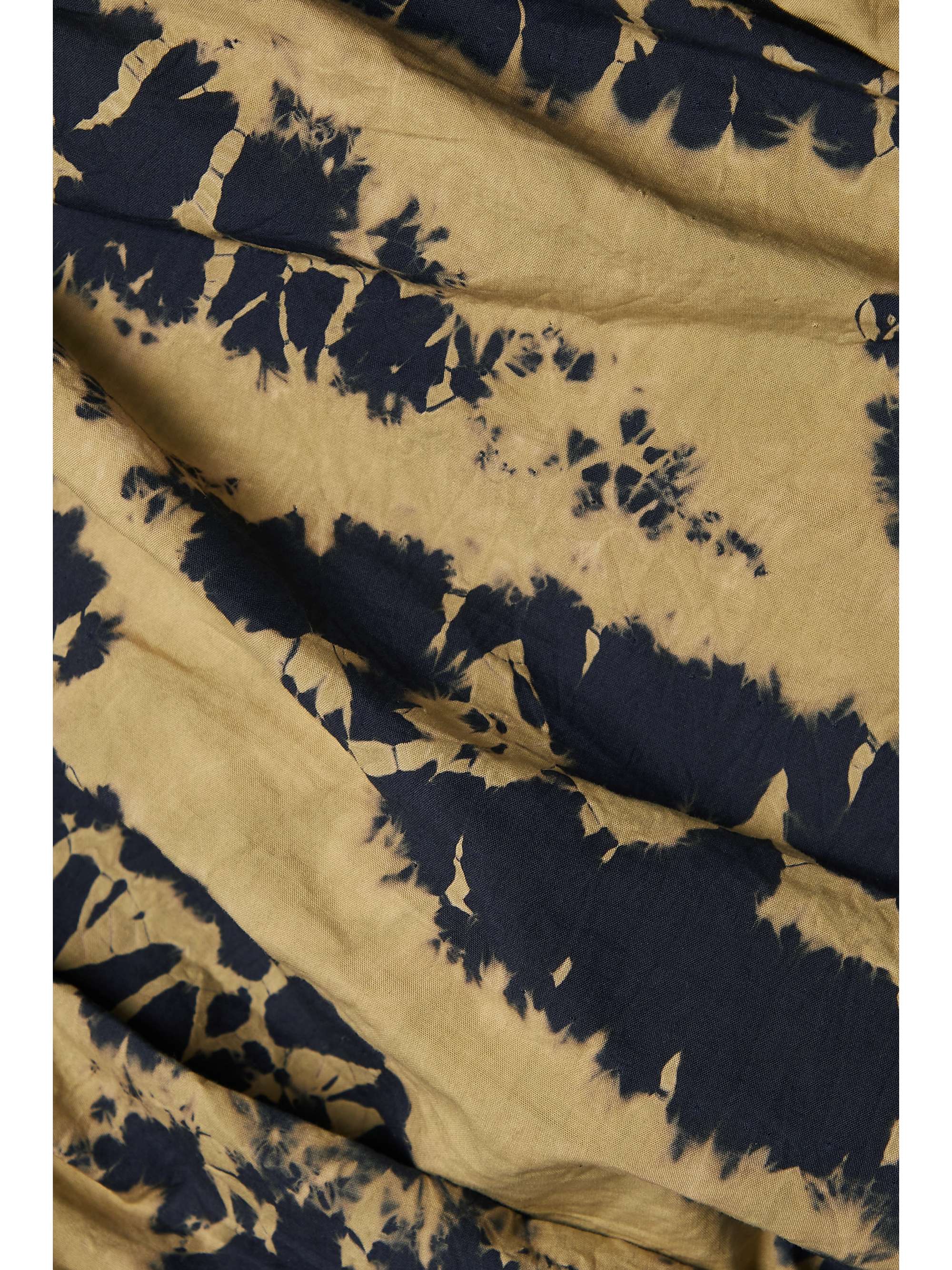 ULLA JOHNSON Senta one-shoulder ruched tie-dyed cotton-voile top