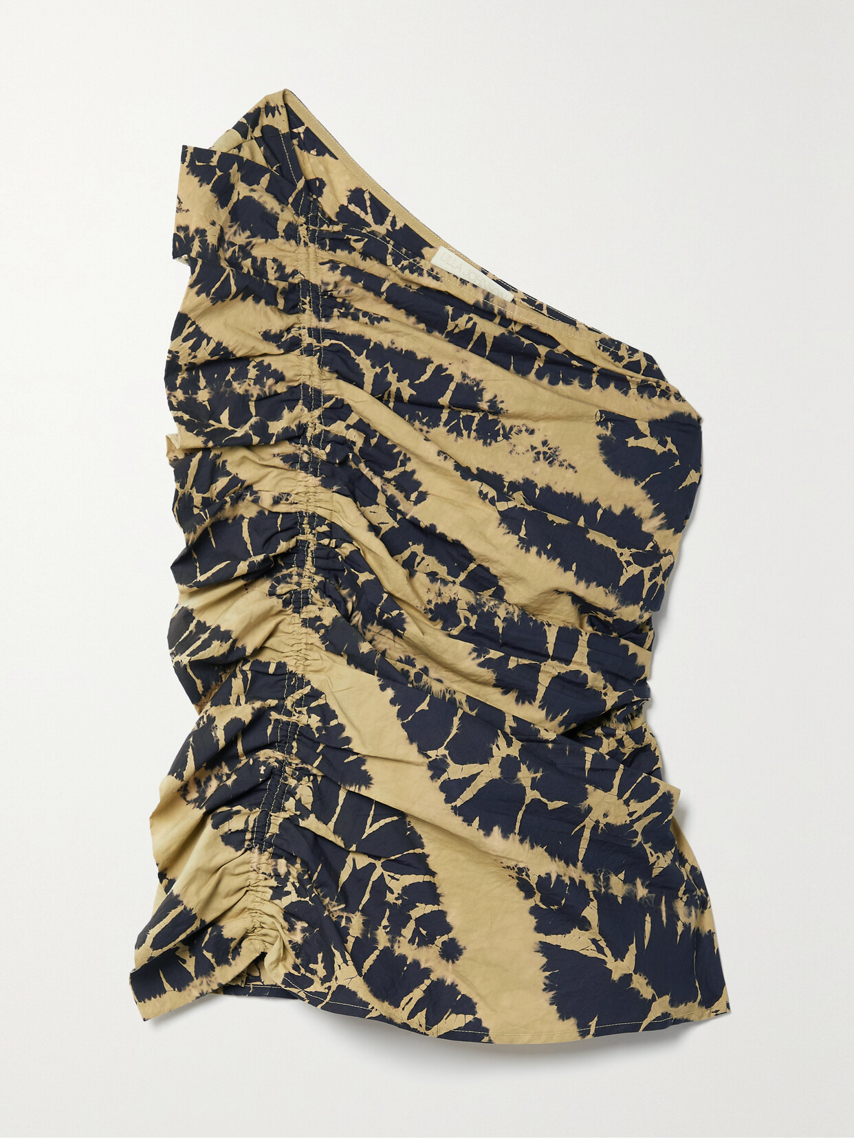 Ulla Johnson Senta One-shoulder Ruched Tie-dyed Cotton-voile Top