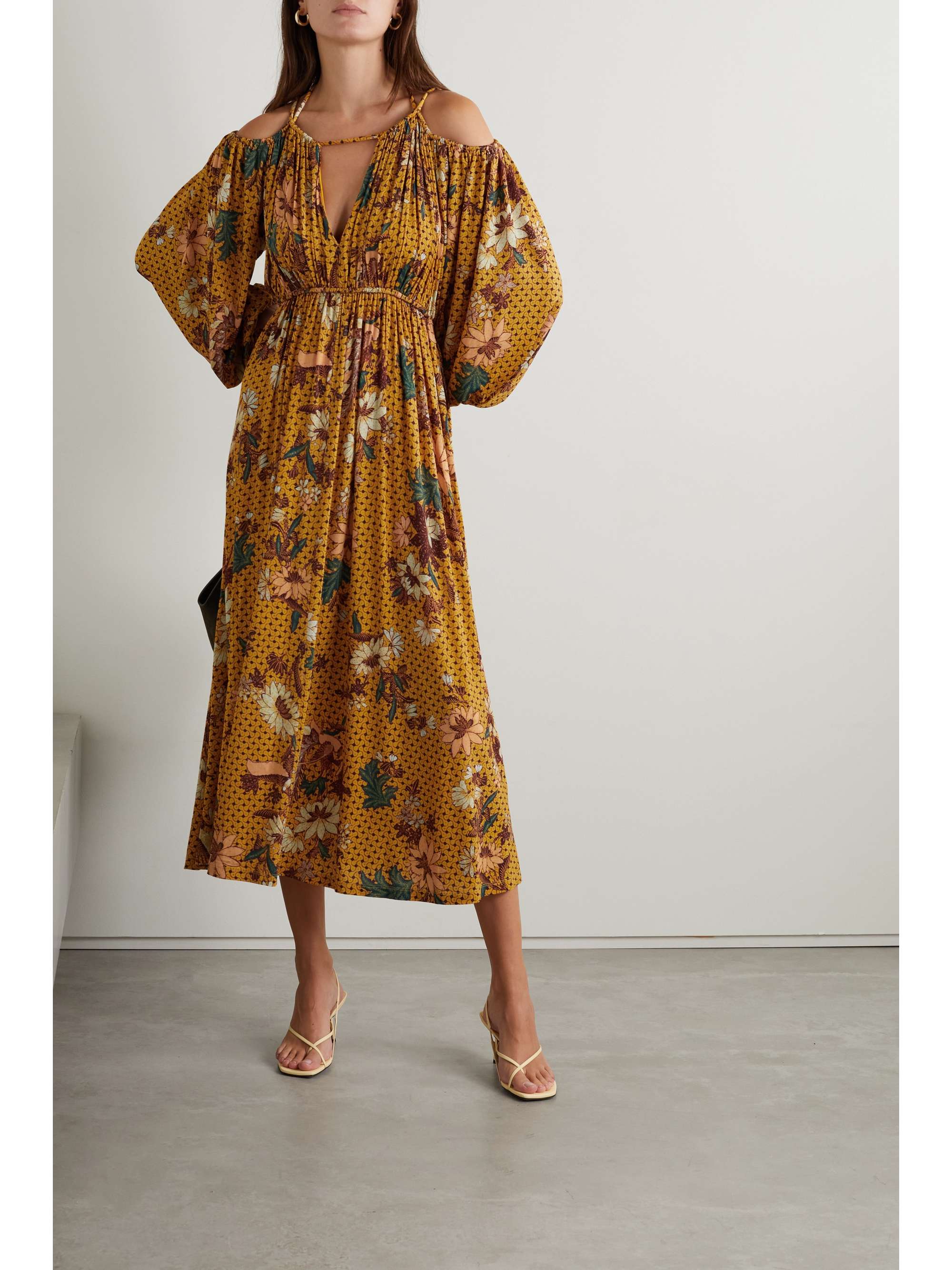 ULLA JOHNSON Noemi gathered printed woven dress | NET-A-PORTER