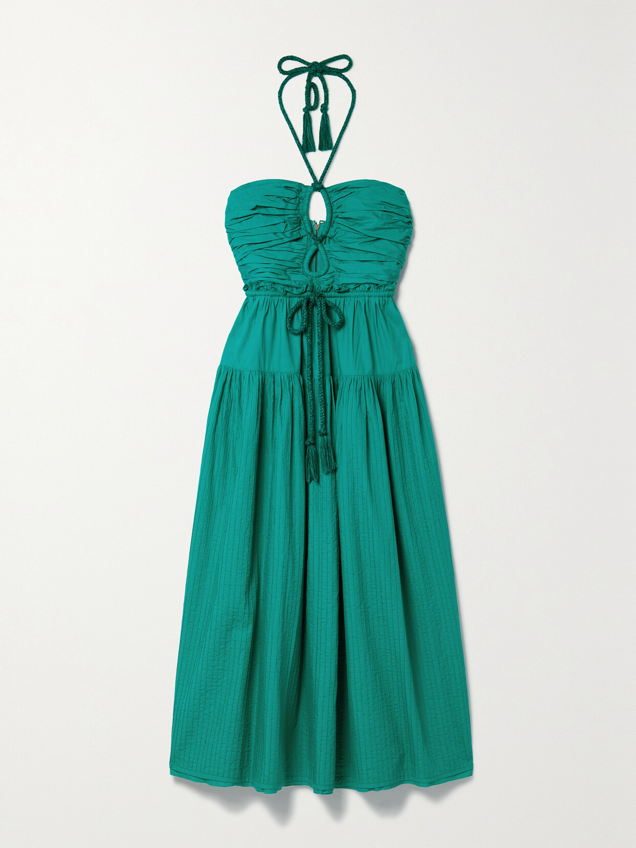 Ulla Johnson Emmaline Halter Midi Cotton Voile Dress In Green