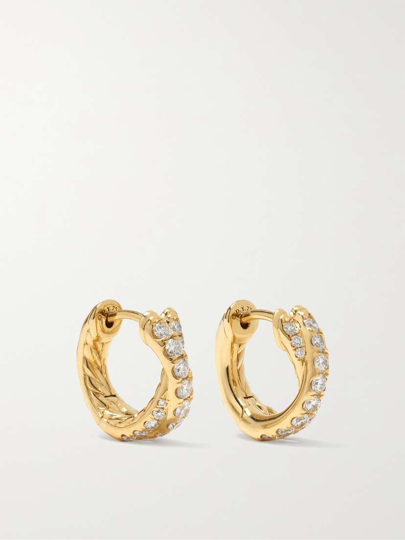 David Yurman Crossover 18-karat Gold Diamond Hoop Earrings