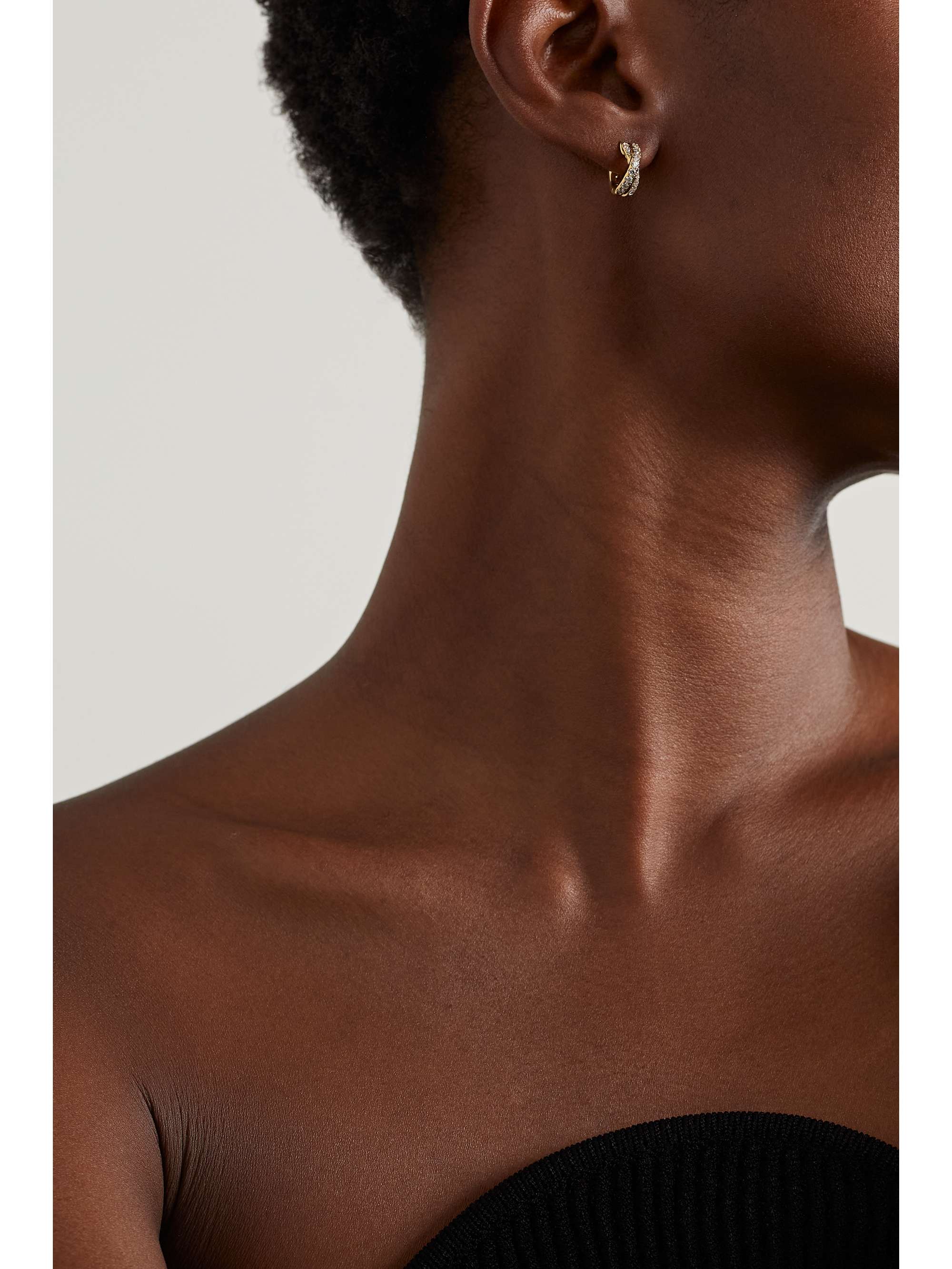 DAVID YURMAN Crossover 18-karat gold diamond hoop earrings