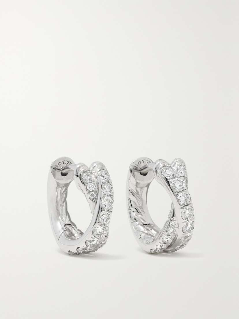 David Yurman Crossover 18-karat White Gold Diamond Hoop Earrings