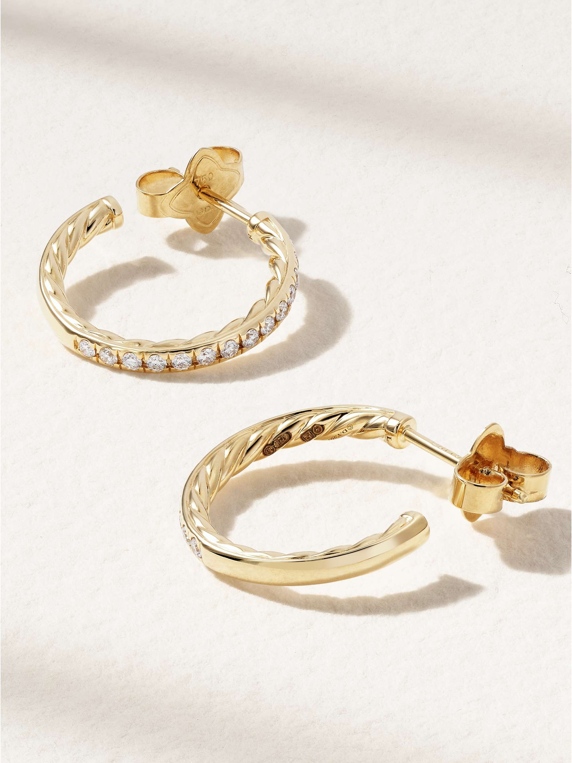 DAVID YURMAN 18-karat gold diamond hoop earrings