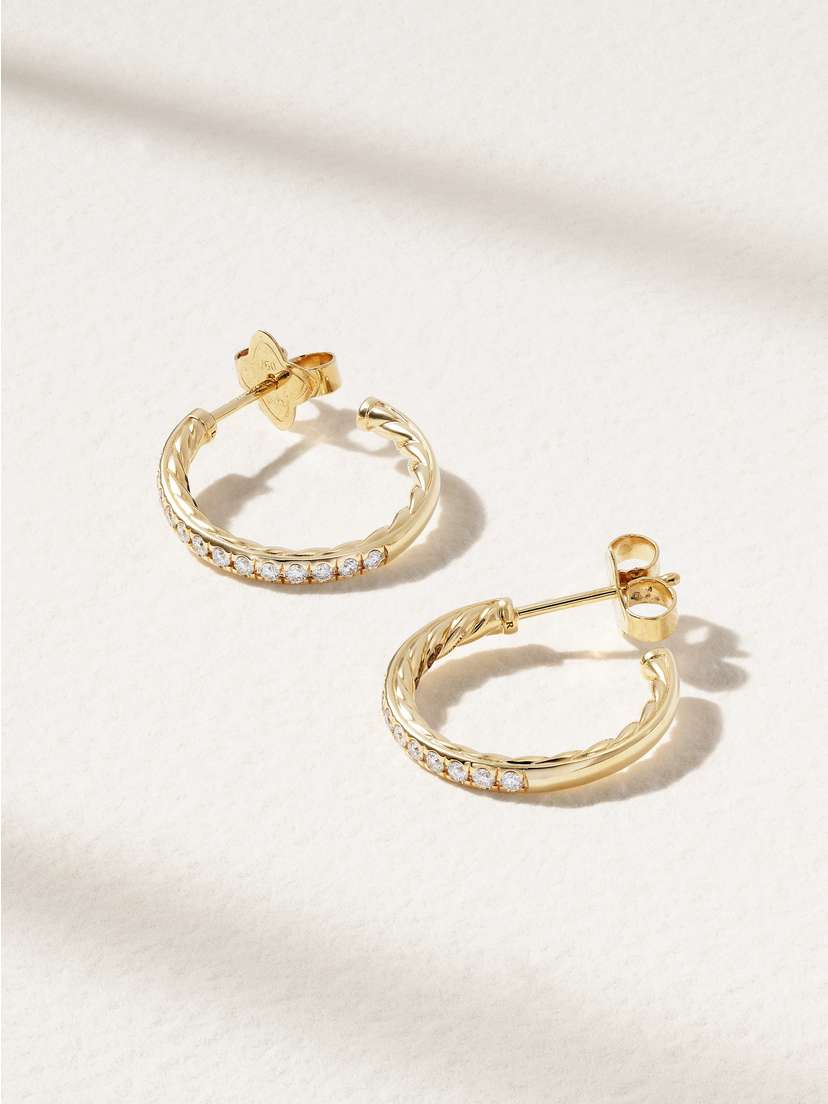 David Yurman 18-karat Gold Diamond Hoop Earrings