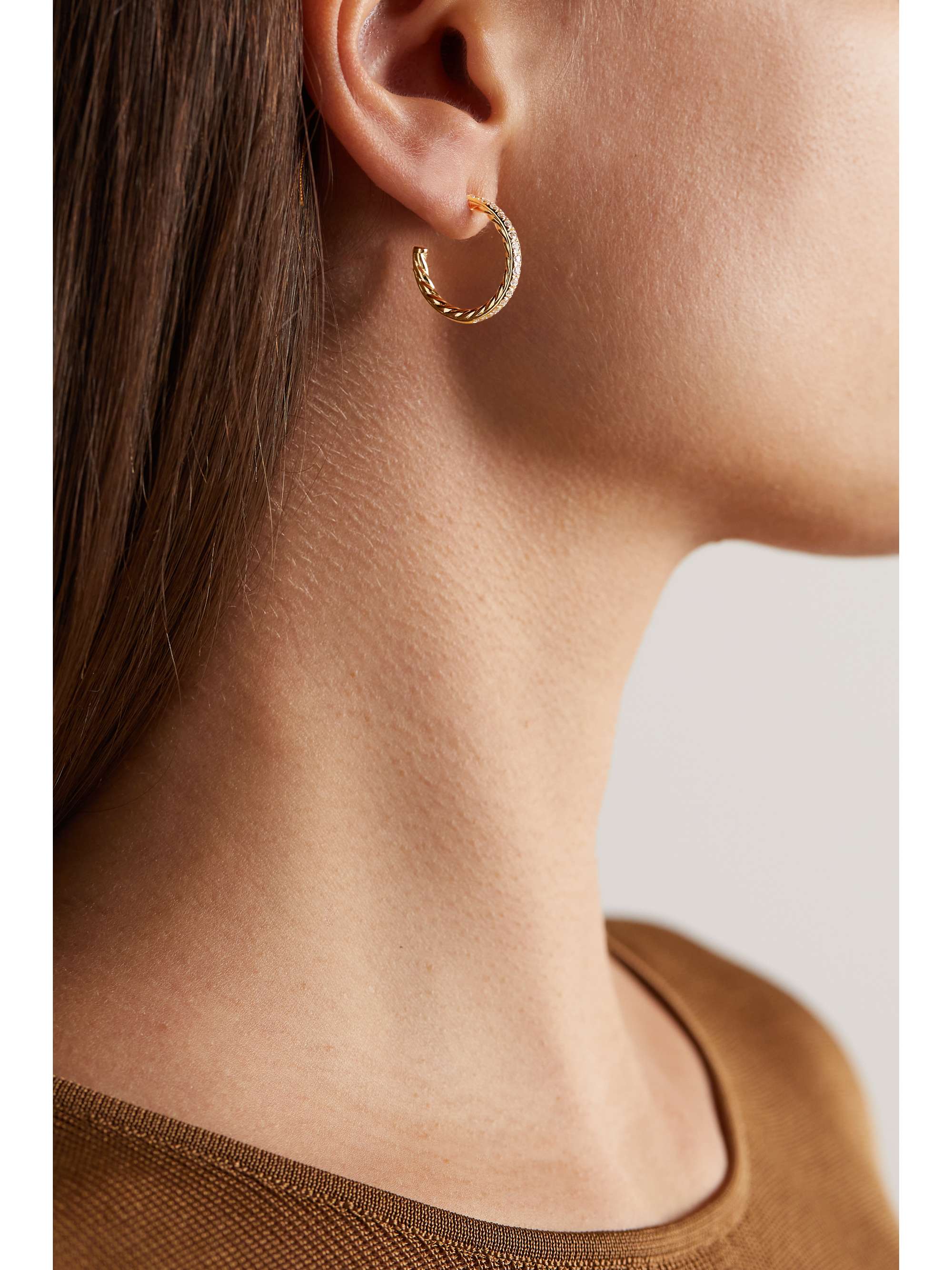 DAVID YURMAN 18-karat gold diamond hoop earrings