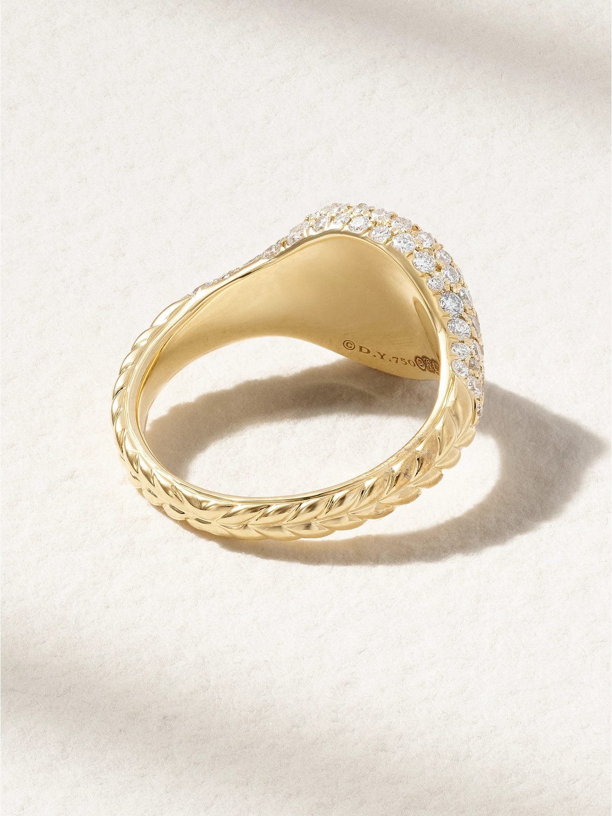 DAVID YURMAN MINI CHEVRON 18-KARAT GOLD DIAMOND PINKY RING