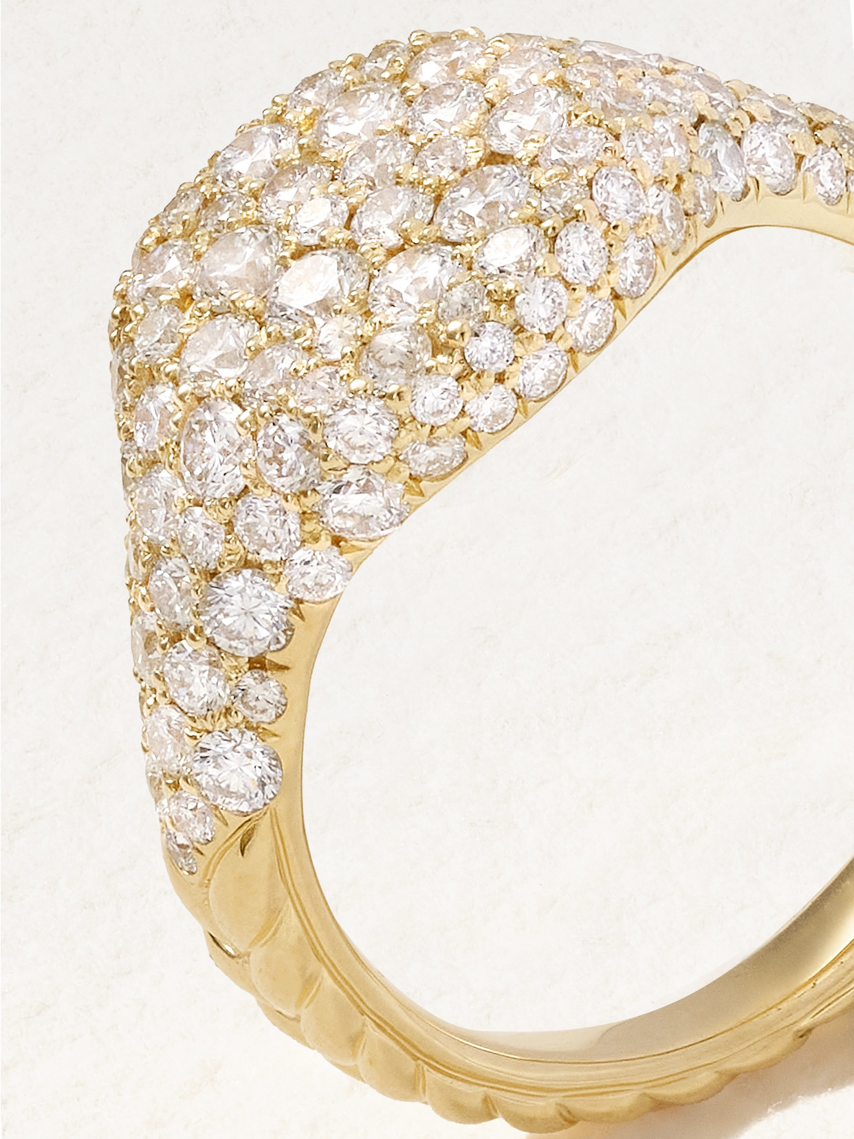 DAVID YURMAN MINI CHEVRON 18-KARAT GOLD DIAMOND PINKY RING
