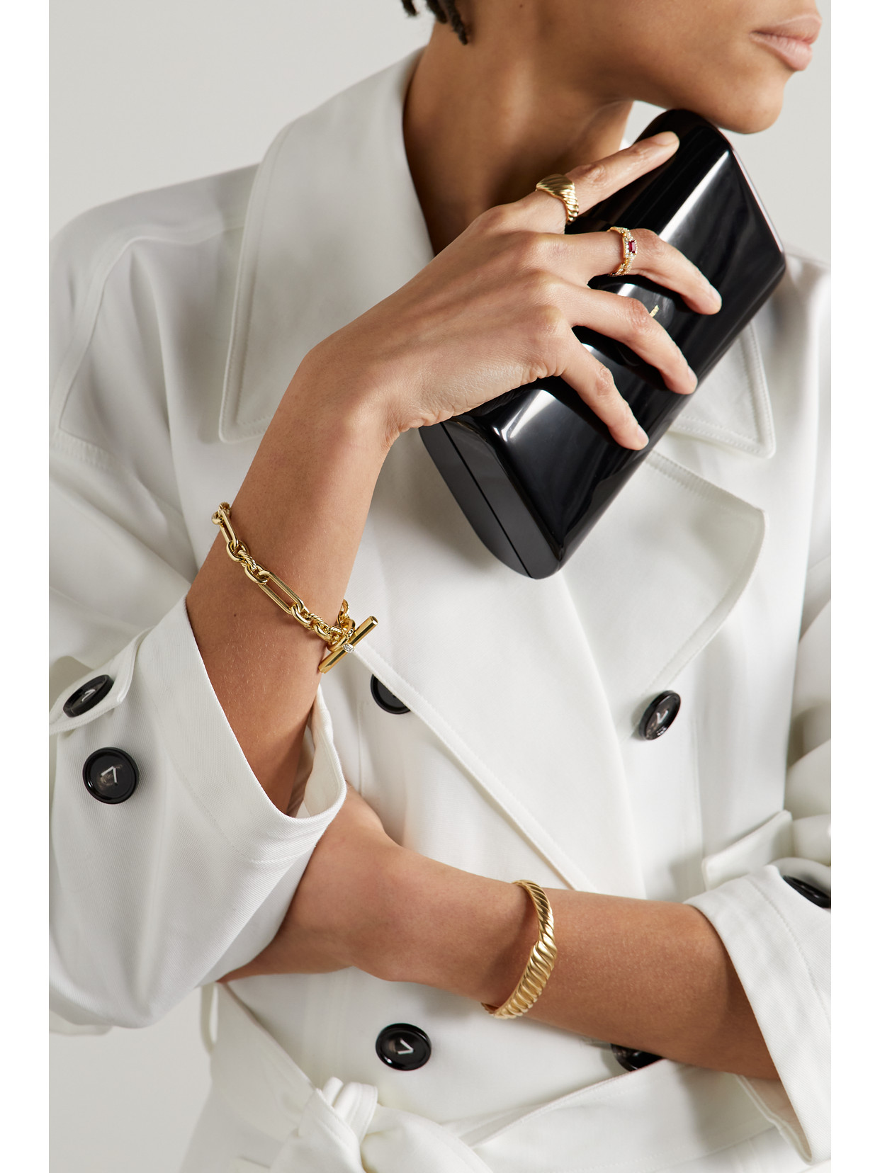 David Yurman Lexington Chain Bracelet In 18k Yellow Gold With Diamonds In Gold
