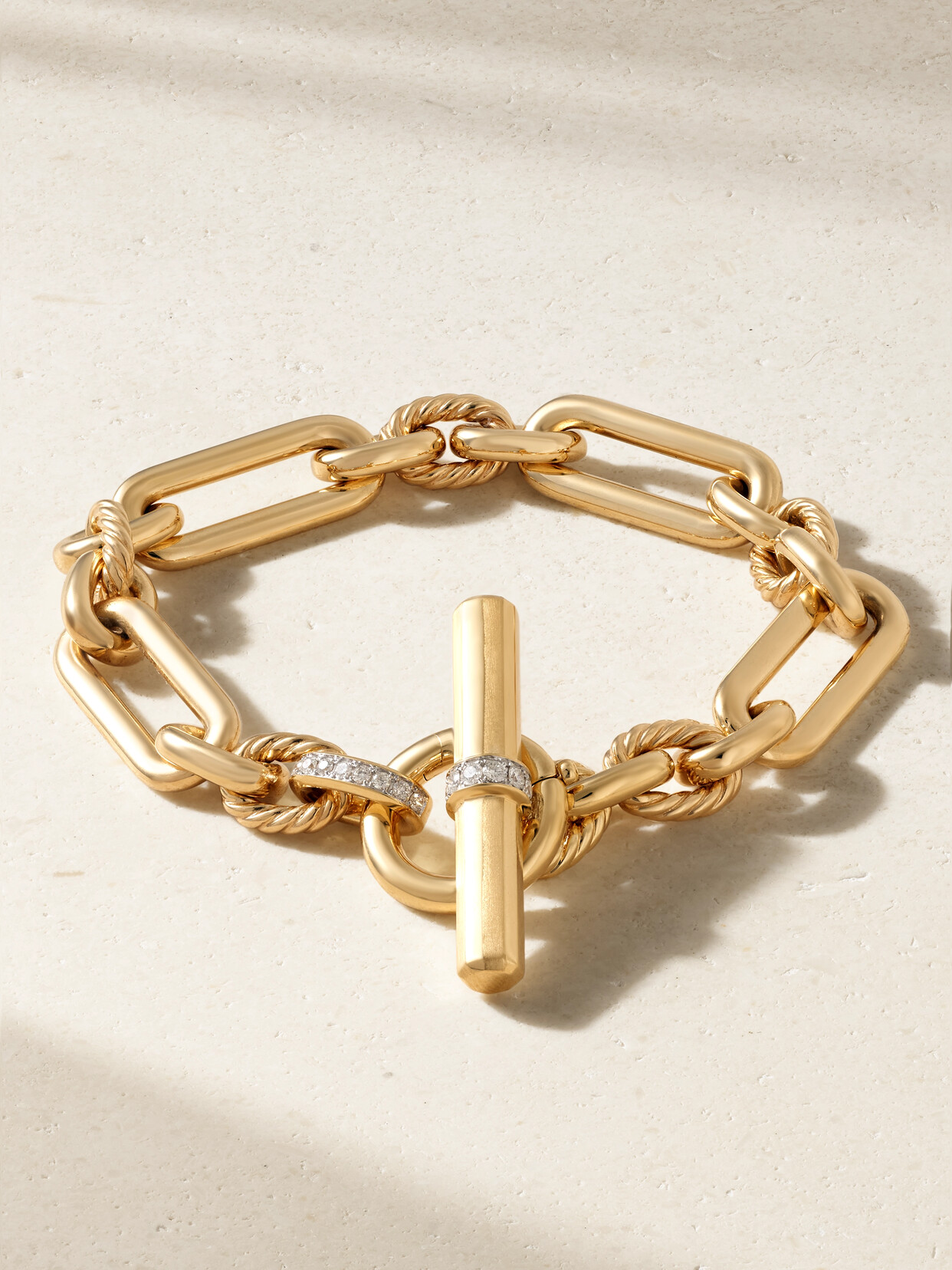 David Yurman Lexington Chain Bracelet In 18k Yellow Gold With Diamonds