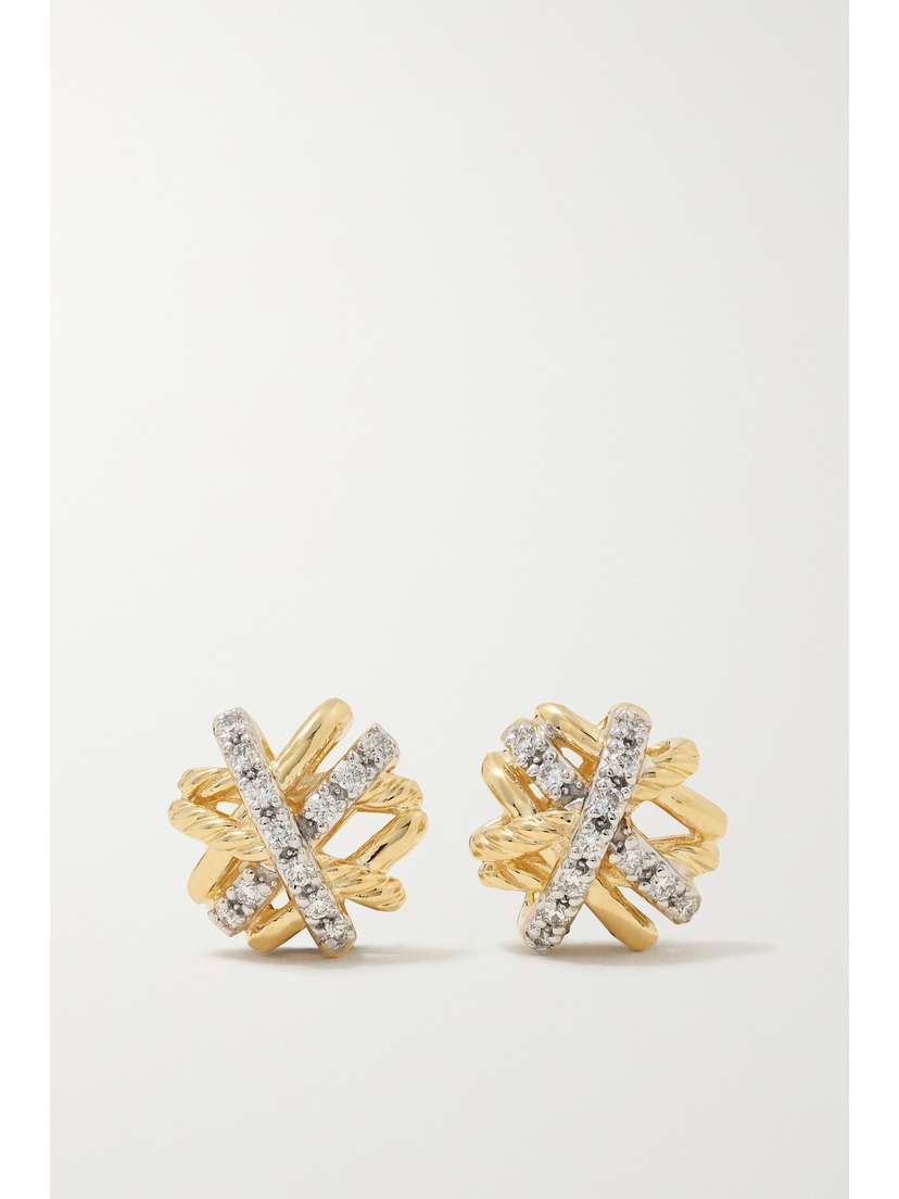 David Yurman Crossover 18-karat  Diamond Earrings - One size