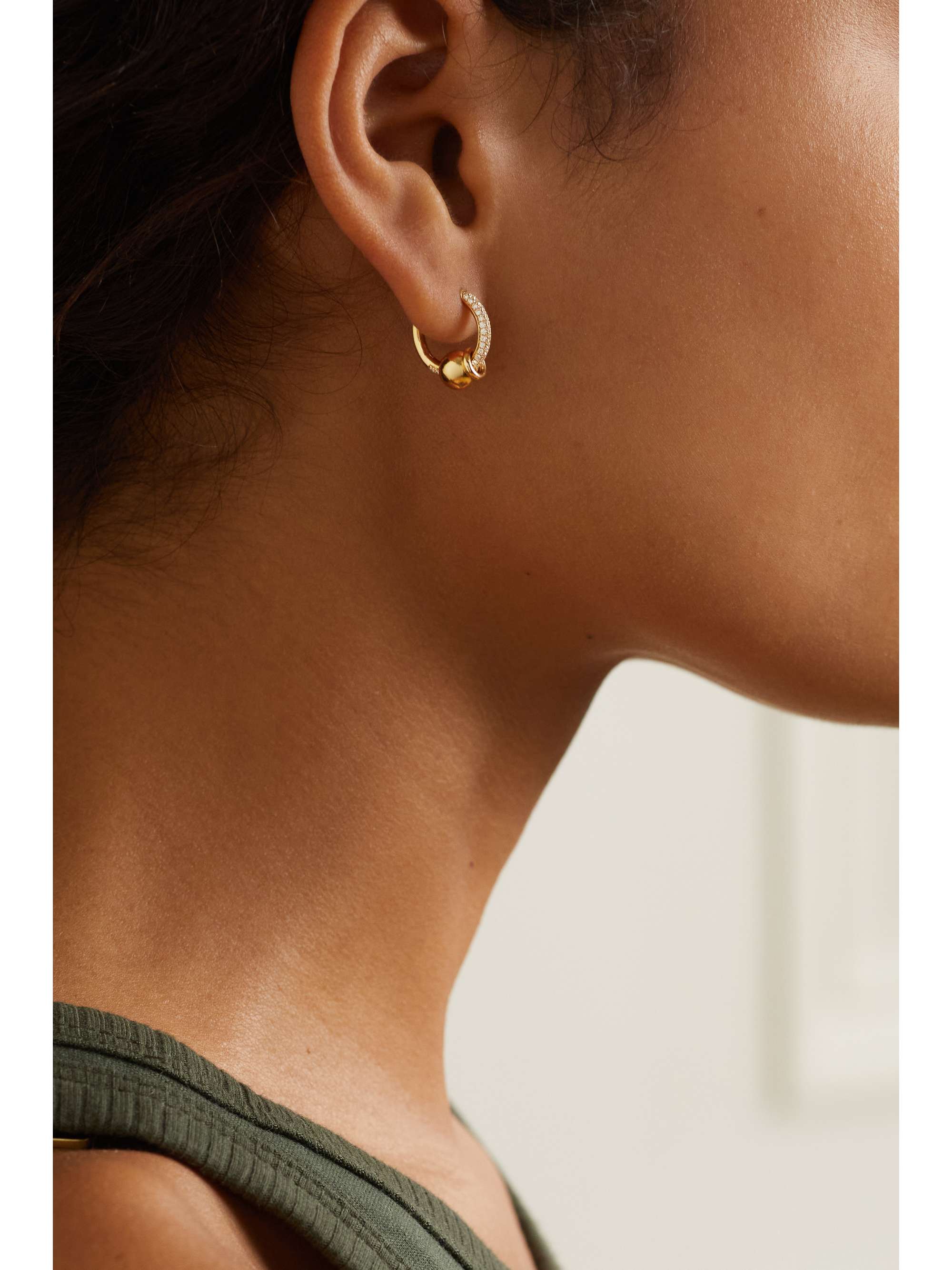 RAINBOW K 14-karat gold diamond single hoop earring