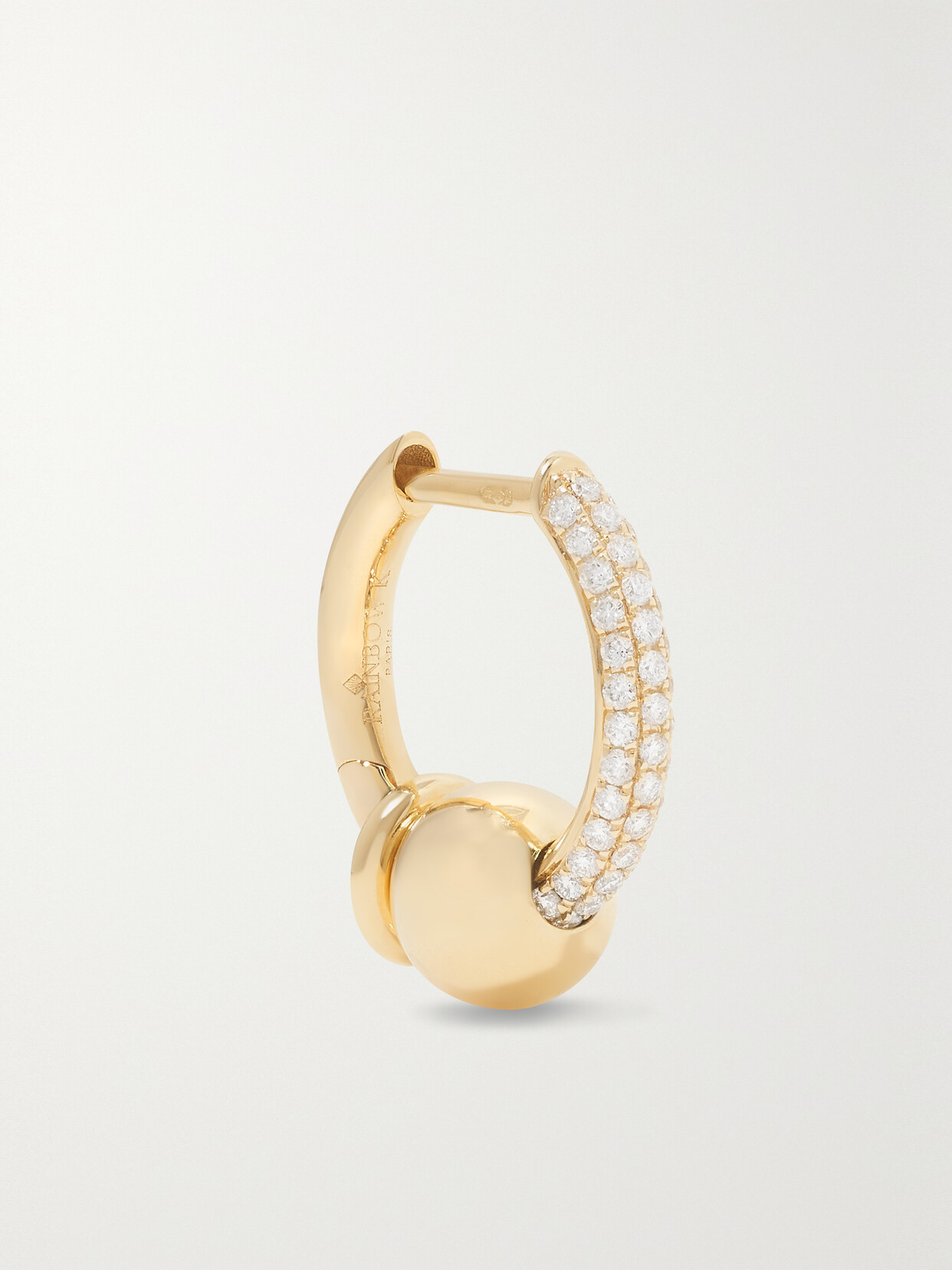 RAINBOW K 14-KARAT GOLD DIAMOND SINGLE HOOP EARRING