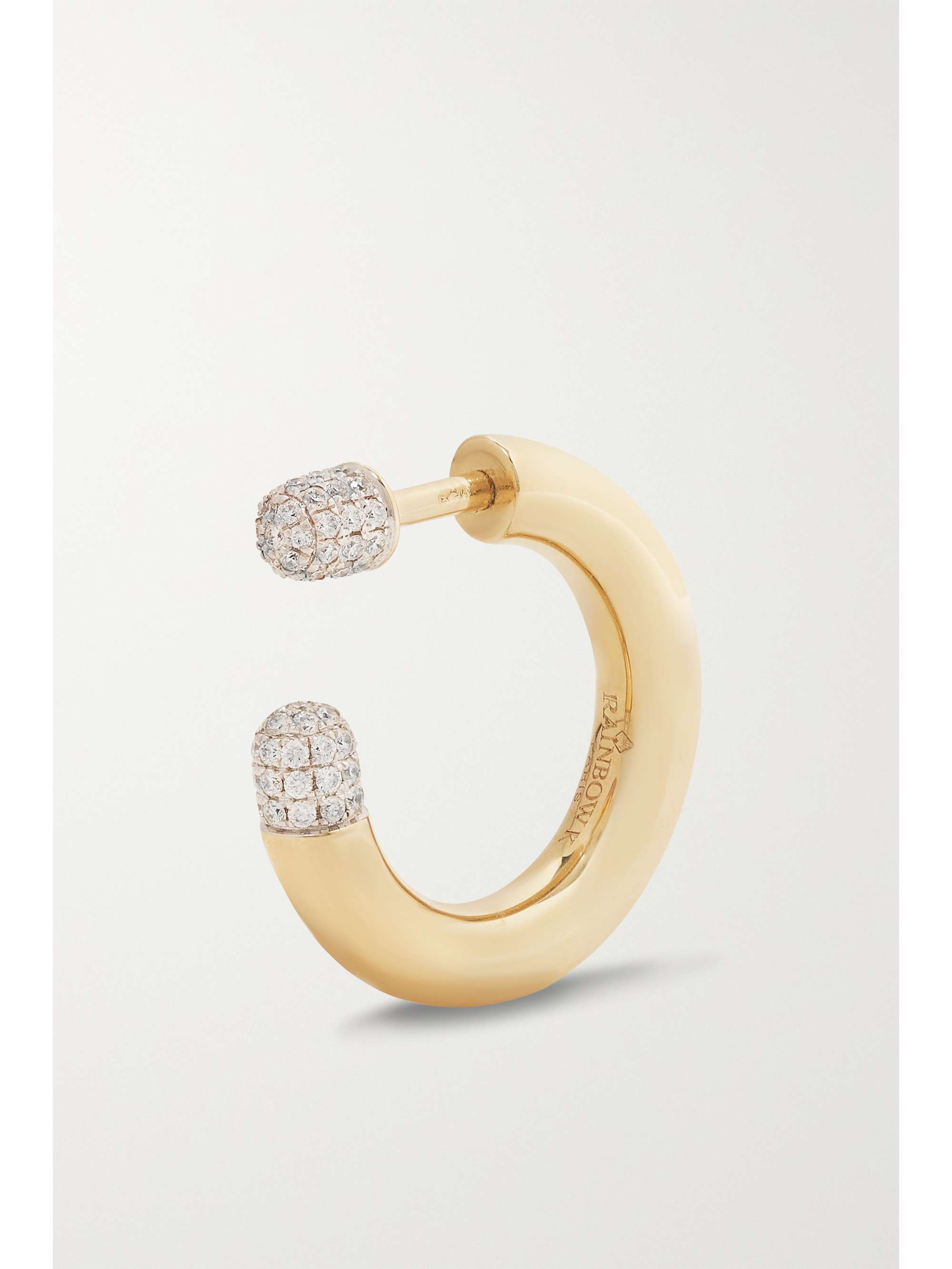 RAINBOW K Small Tube 9-karat gold diamond single hoop earring