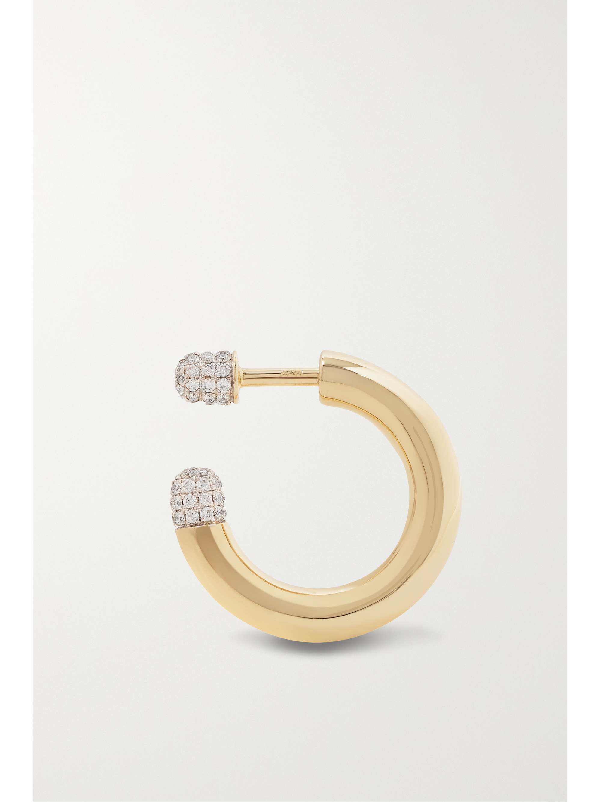 RAINBOW K Small Tube 9-karat gold diamond single hoop earring