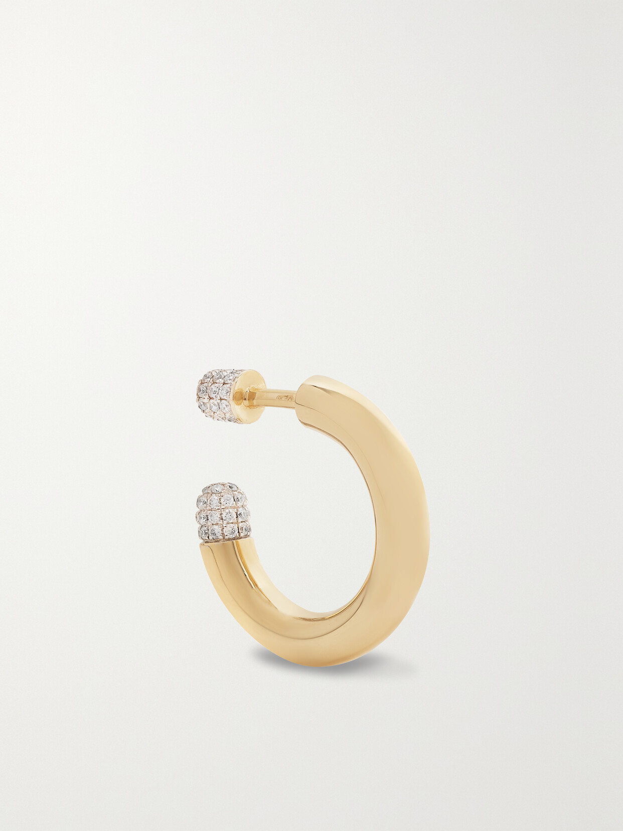 RAINBOW K - Small Tube 9-karat Gold Diamond Single Hoop Earring - One size