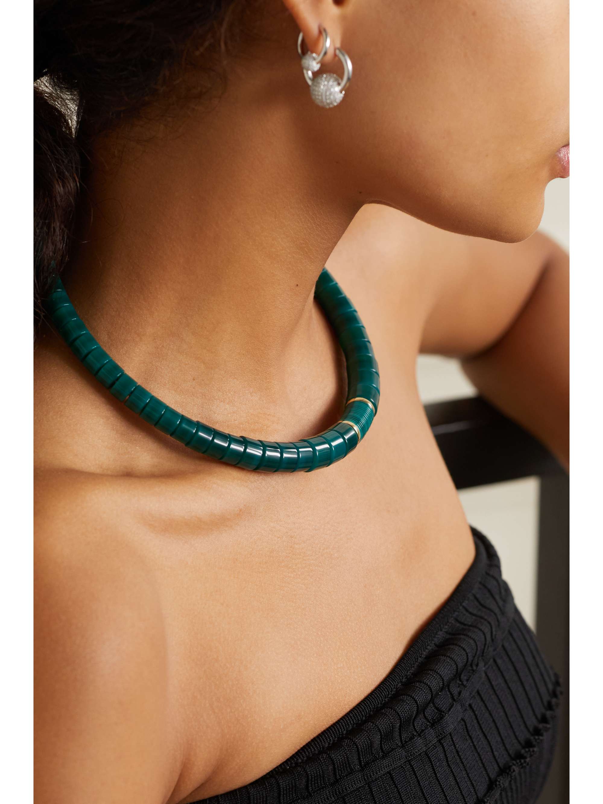 RAINBOW K 9-karat gold, agate and diamond necklace
