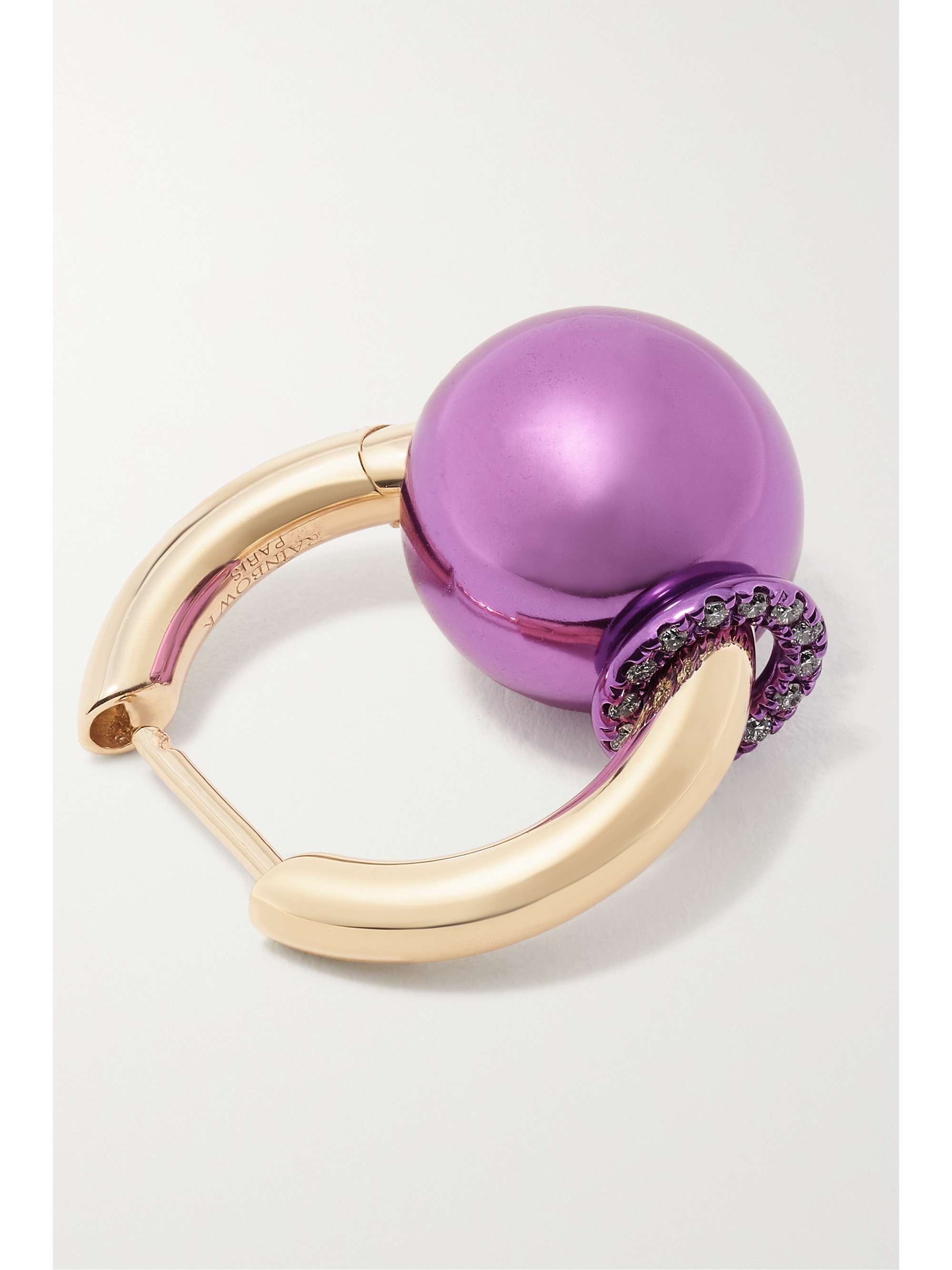 RAINBOW K 18-karat gold diamond single hoop earring