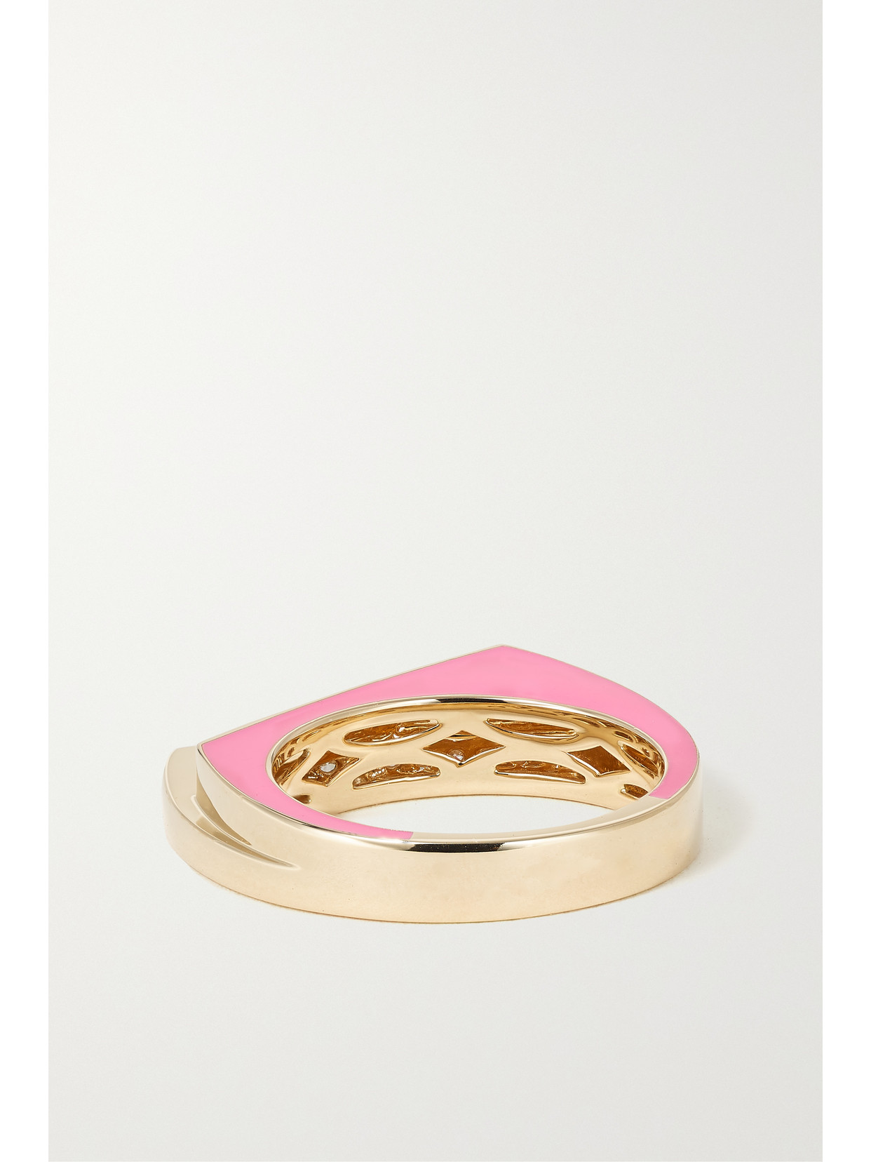 Shop Rainbow K Handcuff 14-karat Gold, Diamond And Enamel Ring In Pink