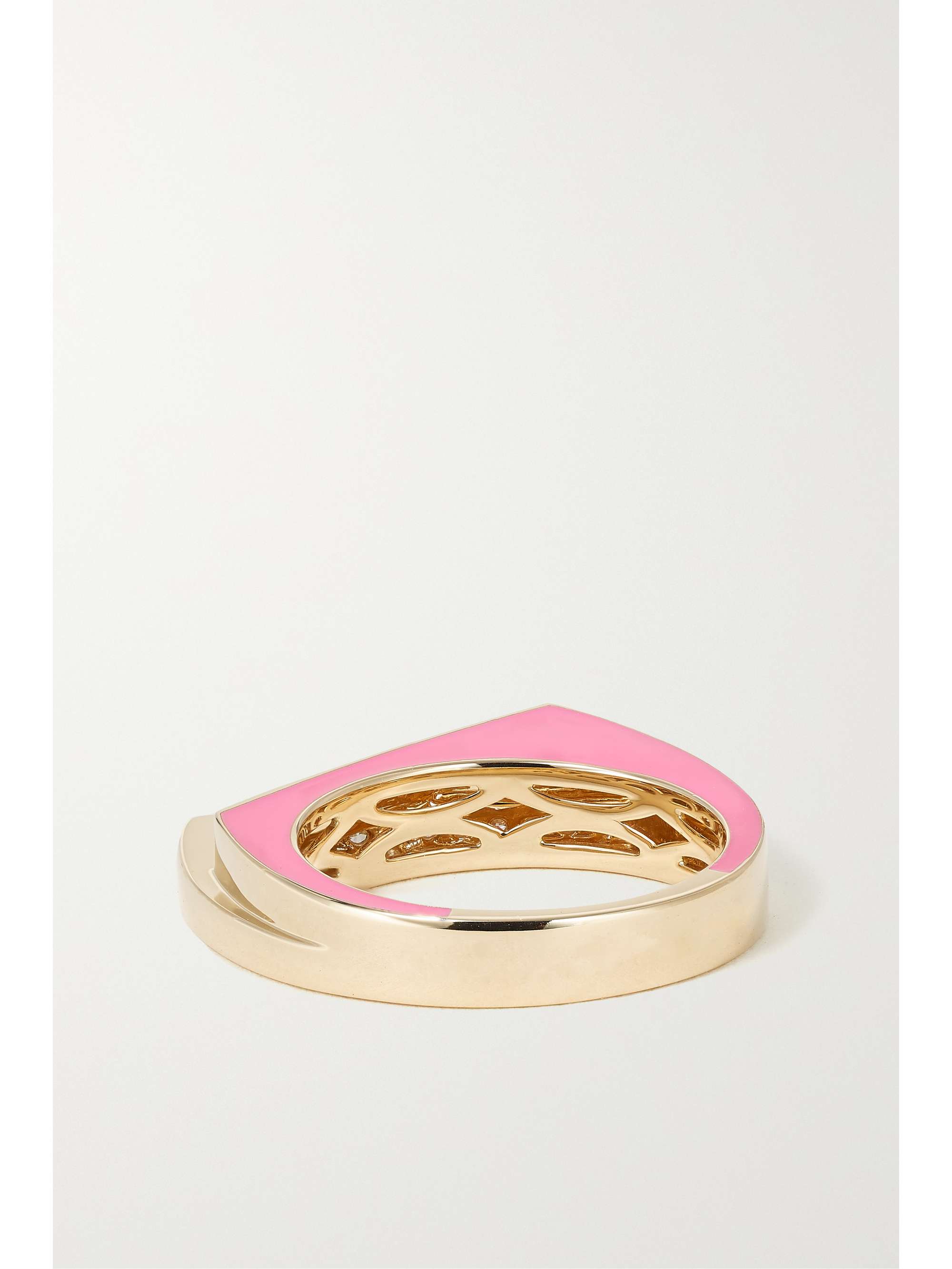 RAINBOW K Handcuff 14-karat gold, diamond and enamel ring
