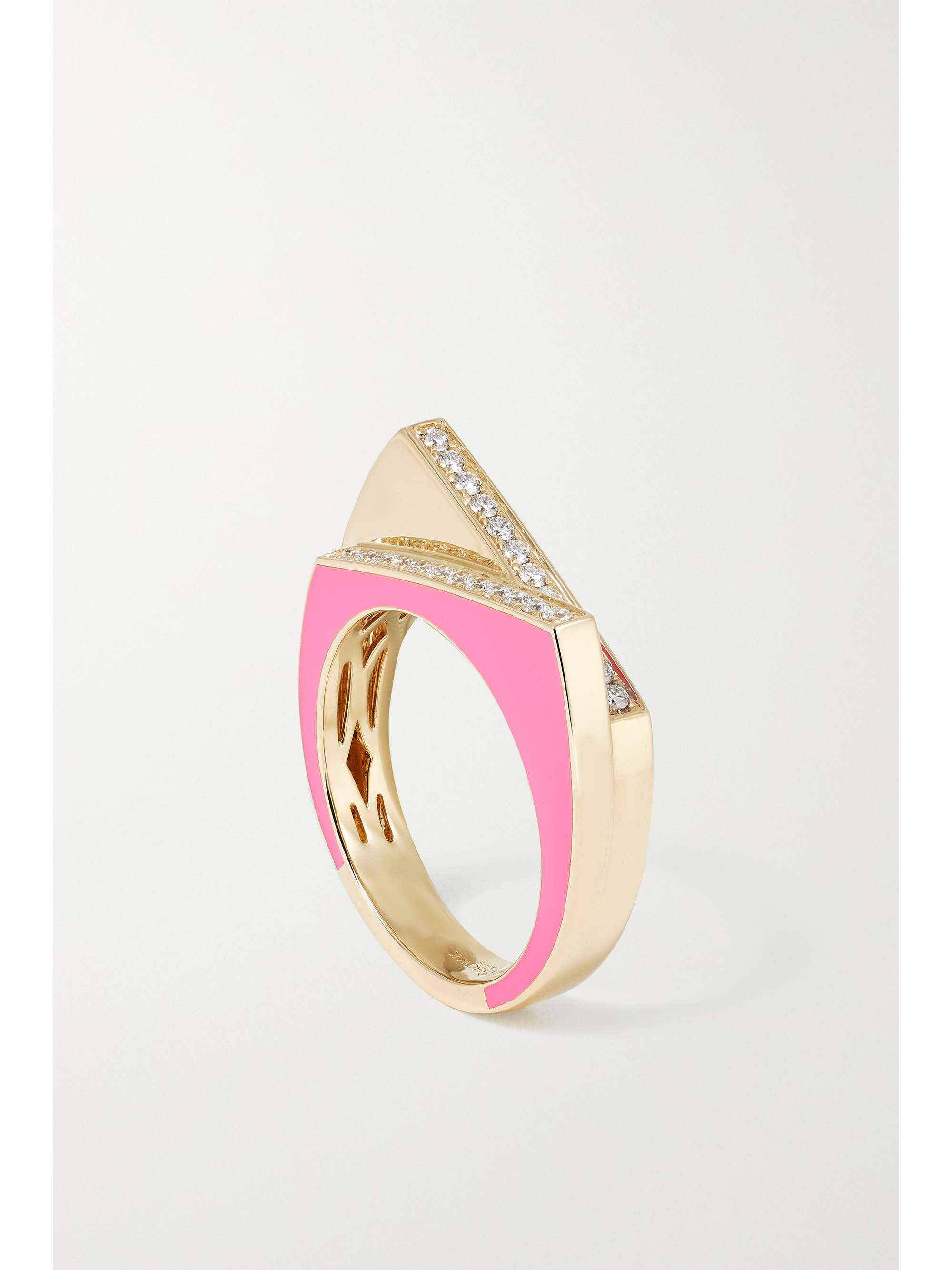 RAINBOW K Handcuff 14-karat gold, diamond and enamel ring