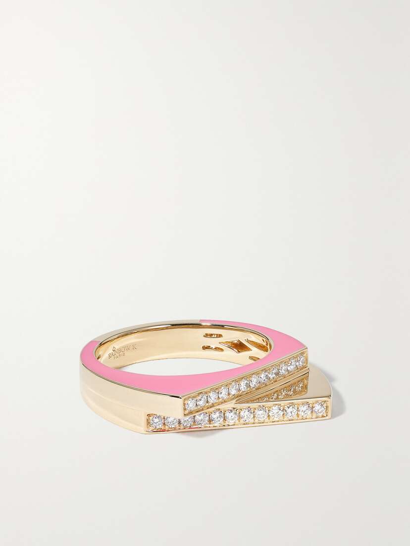 Rainbow K Handcuff 1-karat Gold, Diamond And Enamel Ring