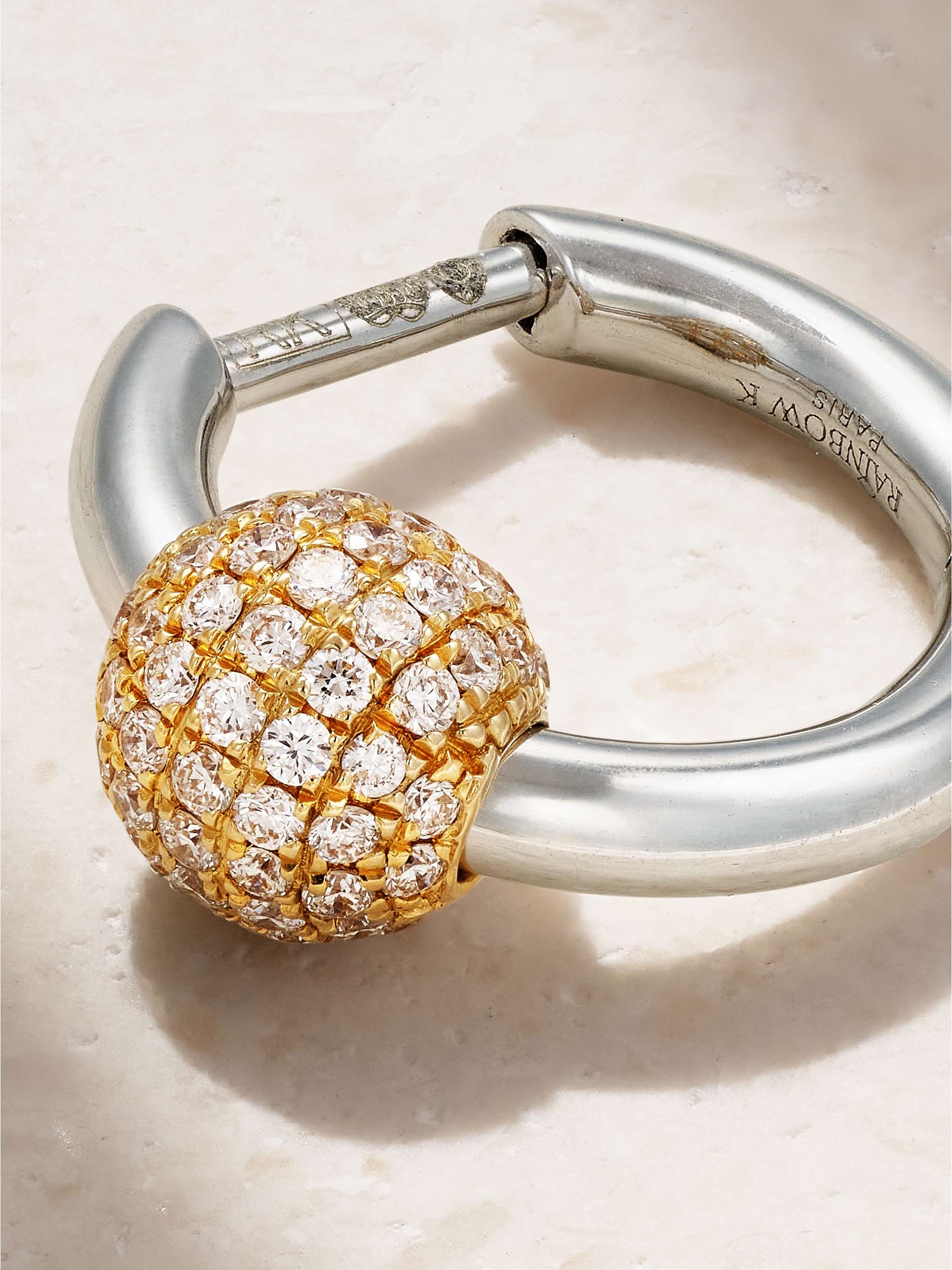 RAINBOW K 14-karat white gold diamond single hoop earring