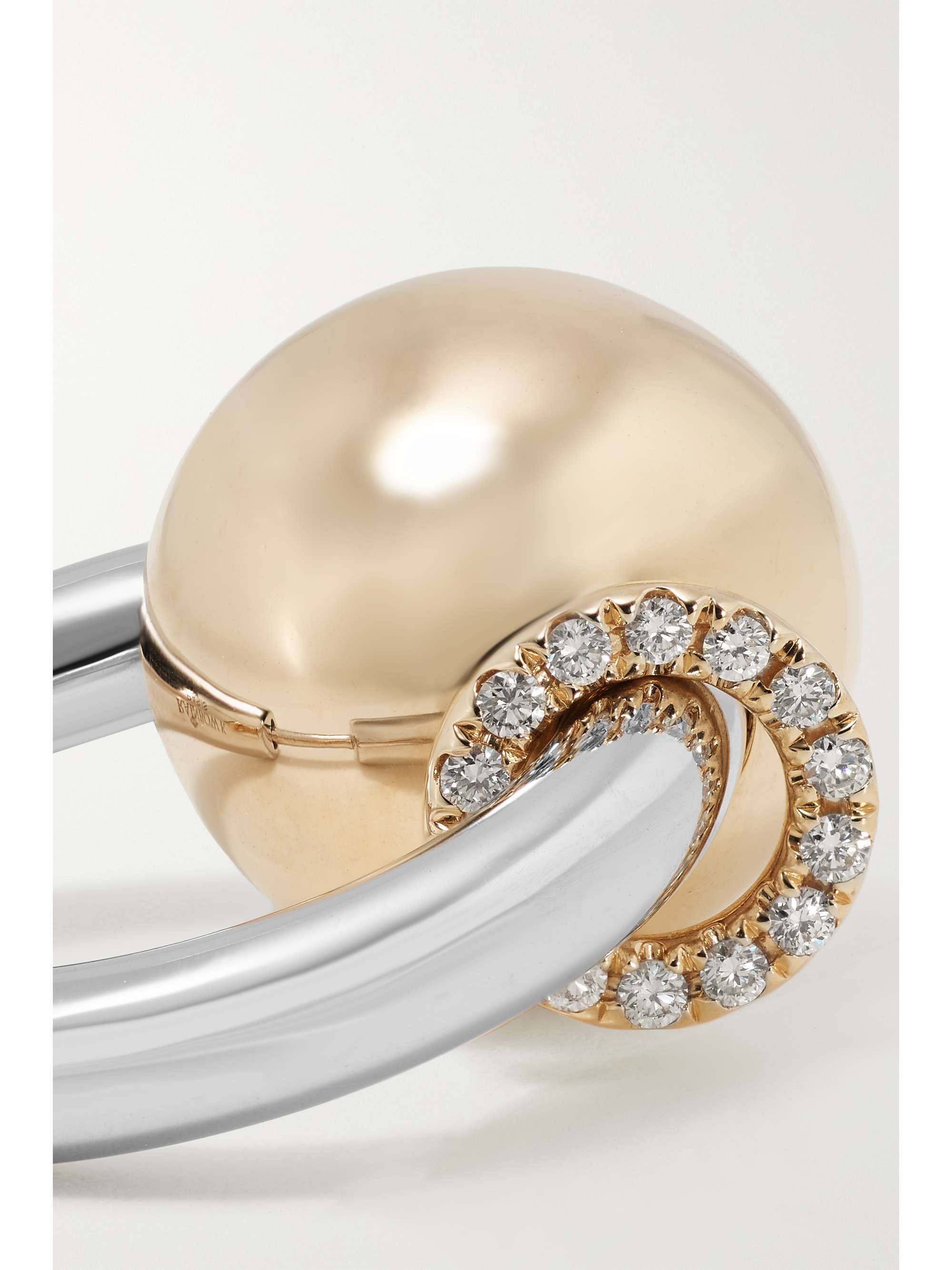 RAINBOW K 14-karat yellow and white gold diamond single hoop earring
