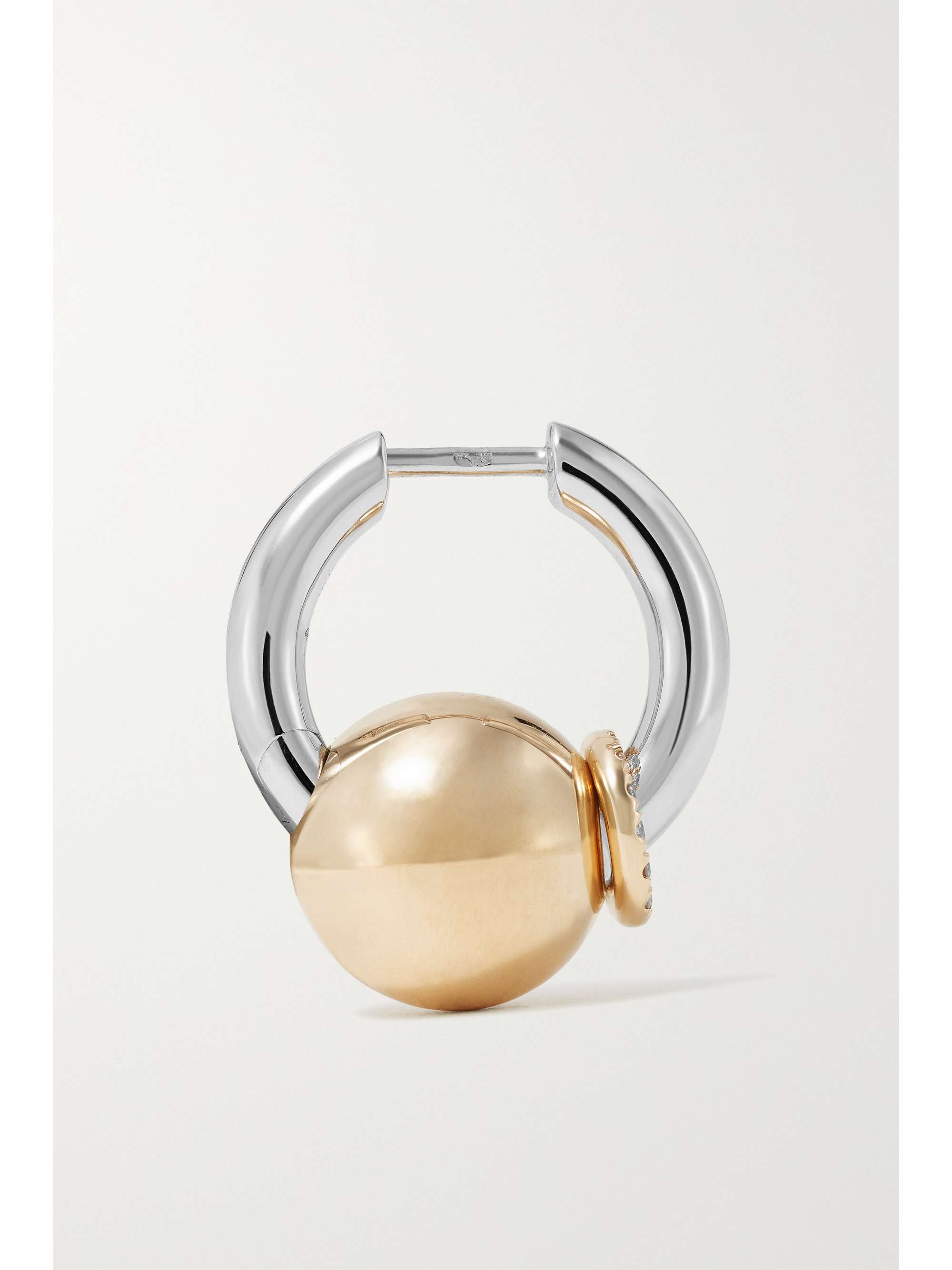 RAINBOW K 14-karat yellow and white gold diamond single hoop earring