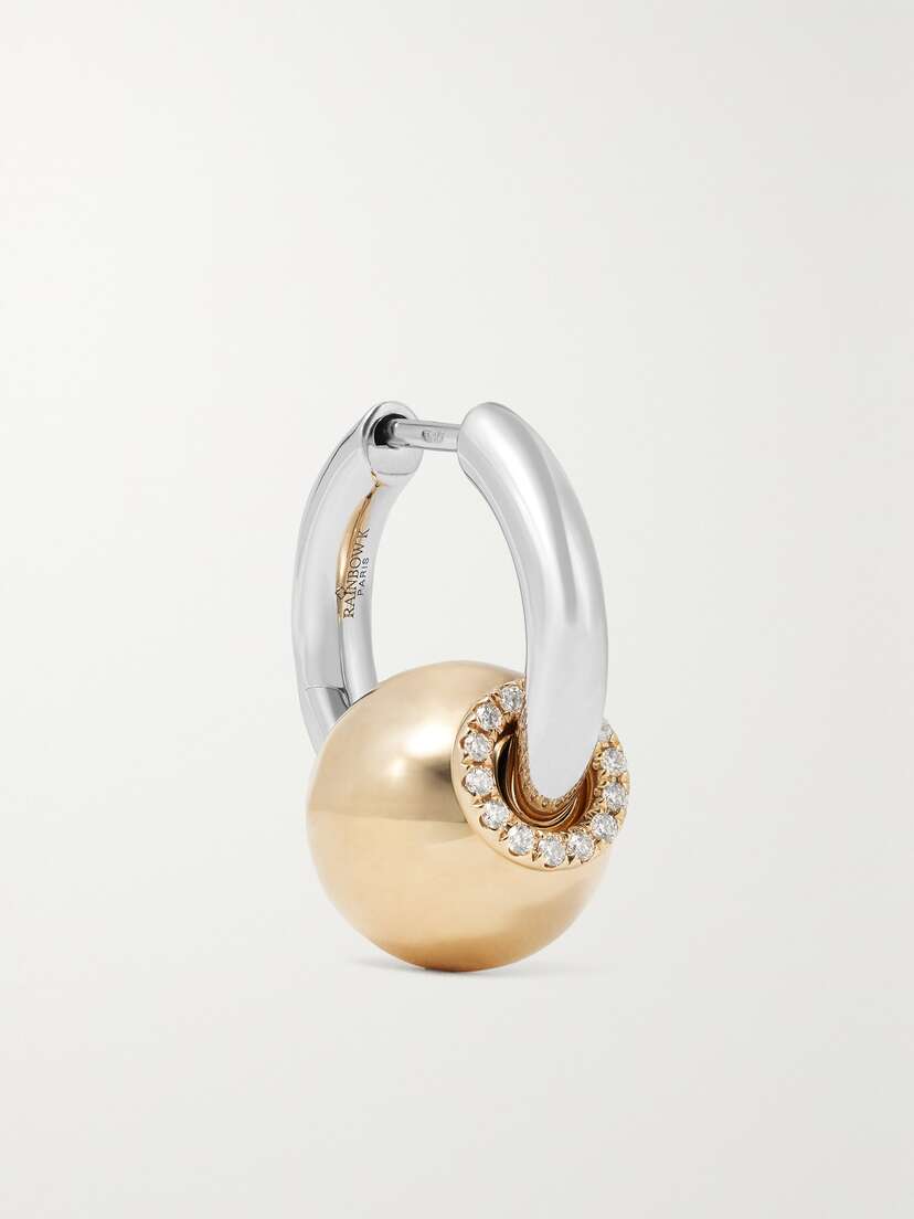 Rainbow K 14-karat Yellow And White Gold Diamond Single Hoop Earring