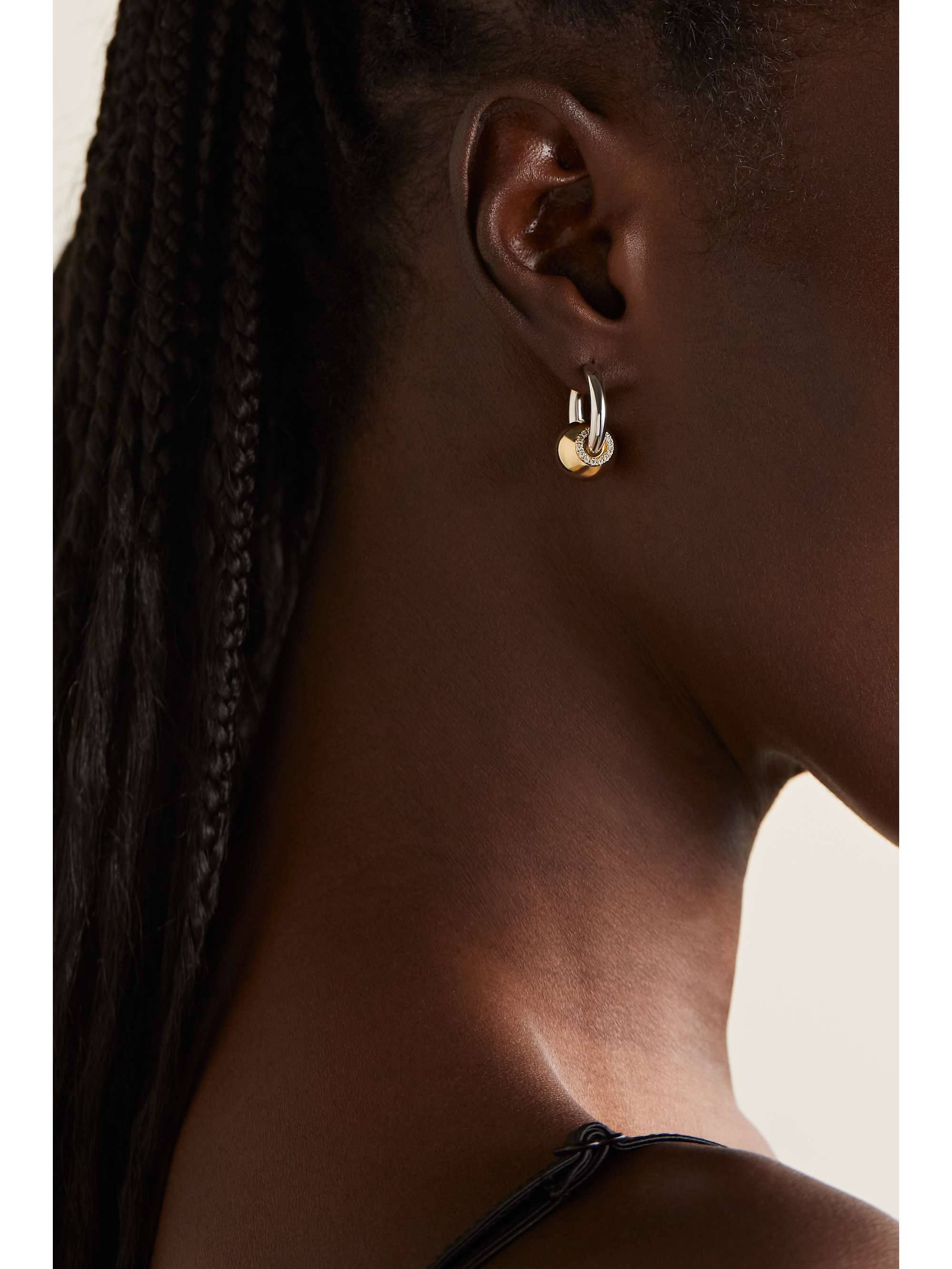 RAINBOW K 14-karat yellow and white gold diamond single hoop earring