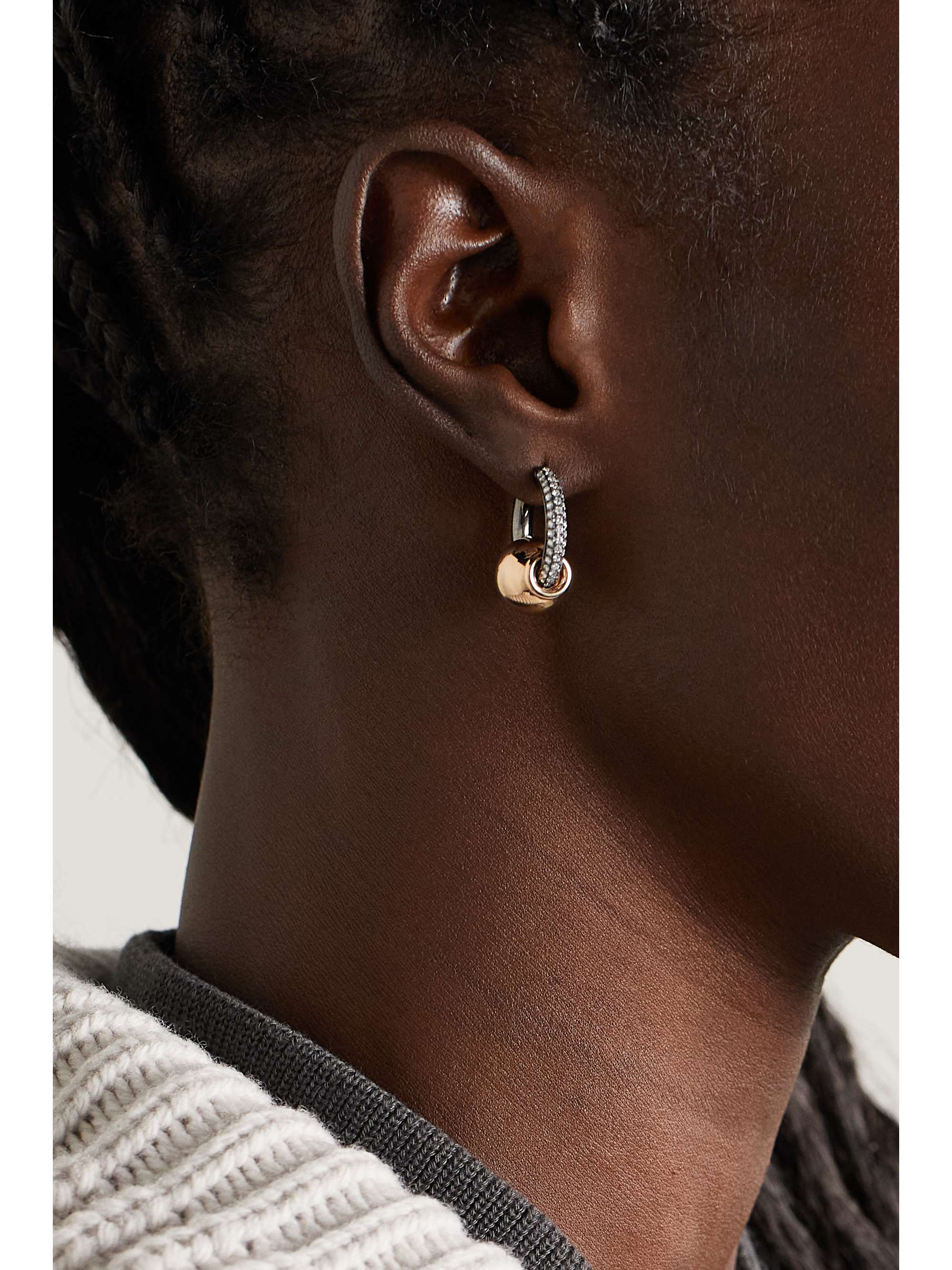 RAINBOW K 14-karat gold and silver diamond single earring