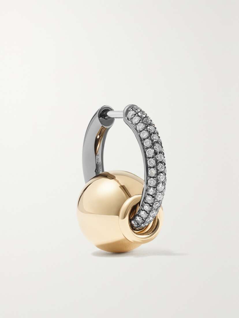 Rainbow K 14-karat Gold And Silver Diamond Single Earring