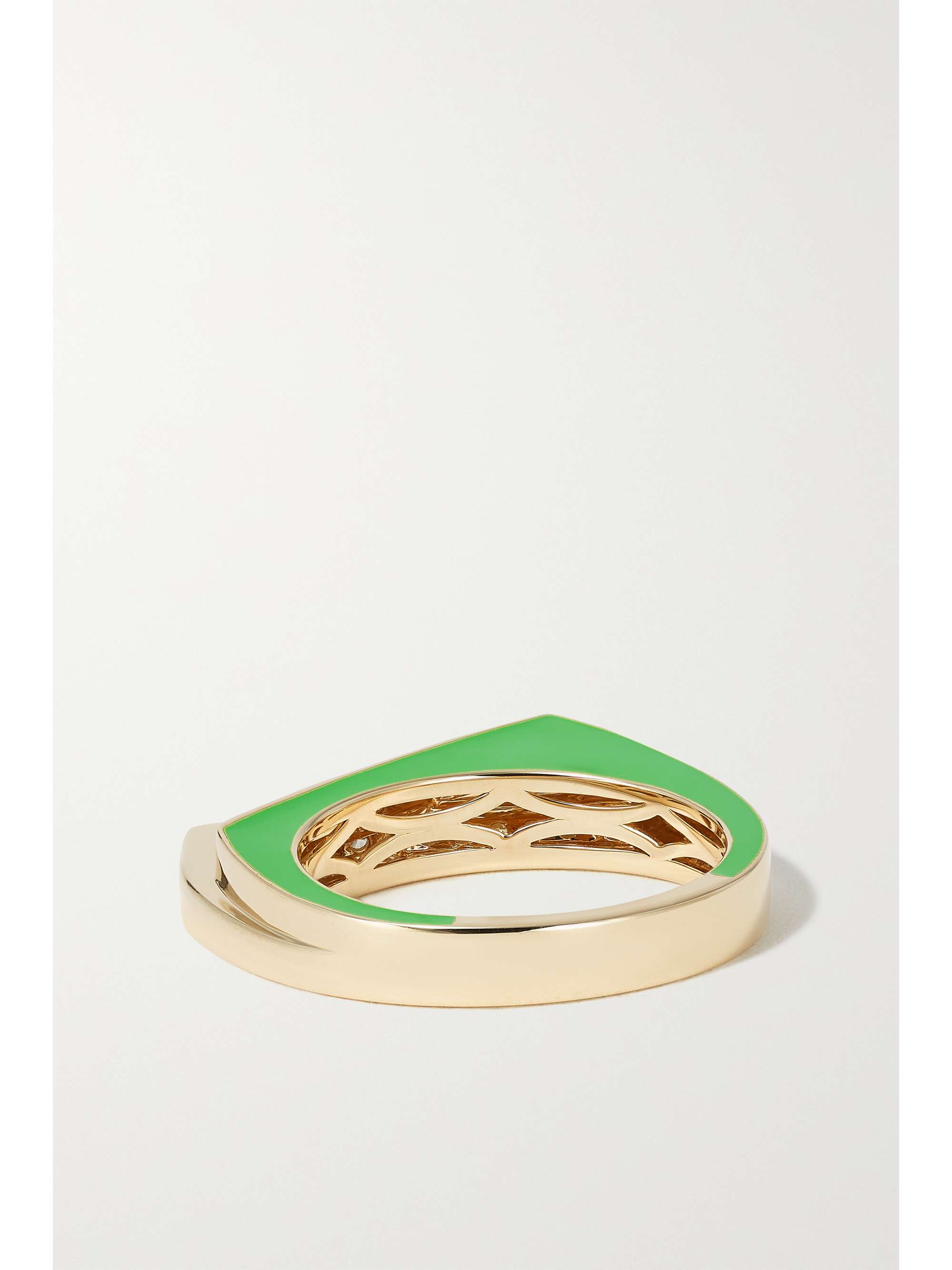 RAINBOW K Handcuff 14-karat gold, diamond and enamel ring