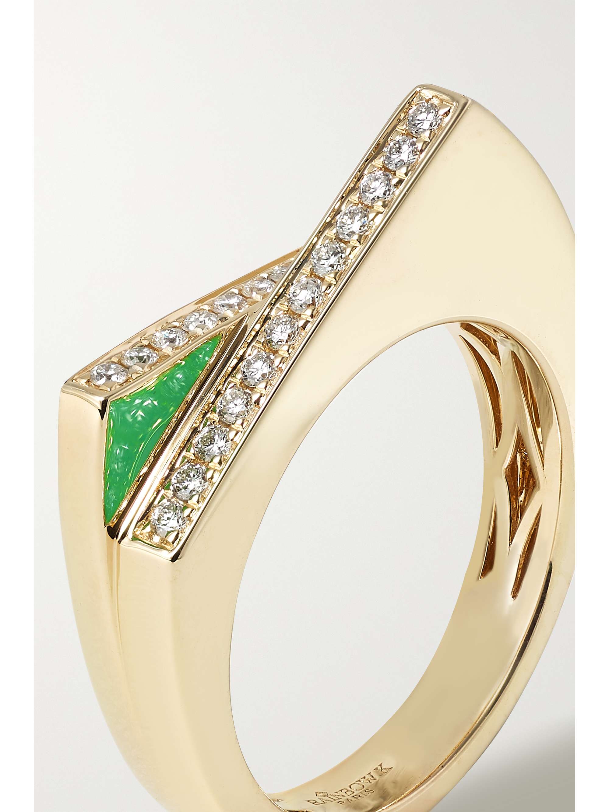 RAINBOW K Handcuff 14-karat gold, diamond and enamel ring